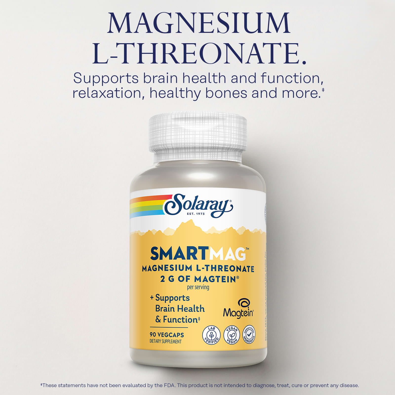Solaray SmartMag Magnesium L-Threonate, 90 VegCaps (48 mg per VegCap) — étiquette 1