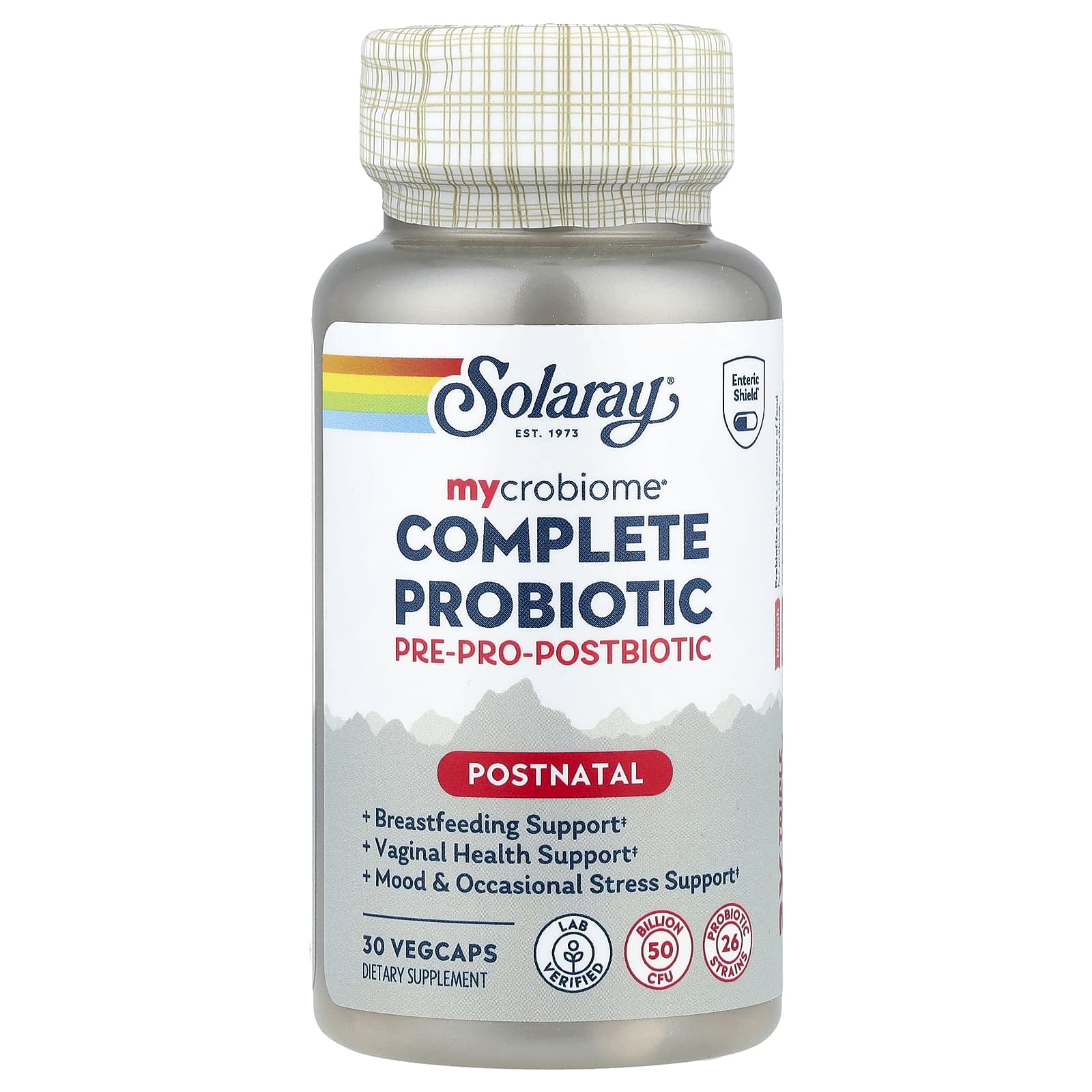 Solaray Mycrobiome, Complete Probiotic, Postnatal, 30 VegCaps — étiquette 1