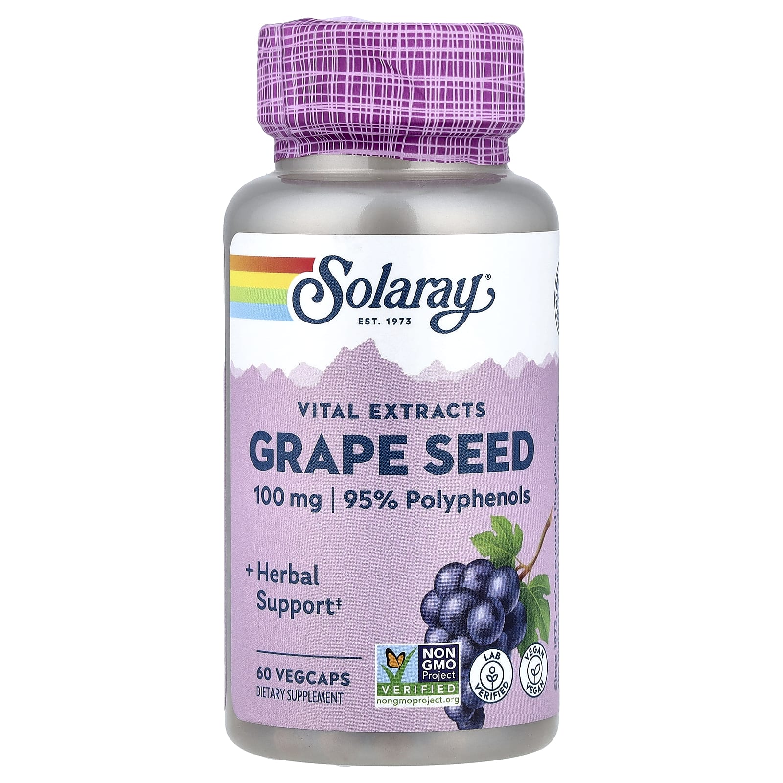 Solaray Vital Extracts, 60 VegCaps – Grape Seed — Tunisie