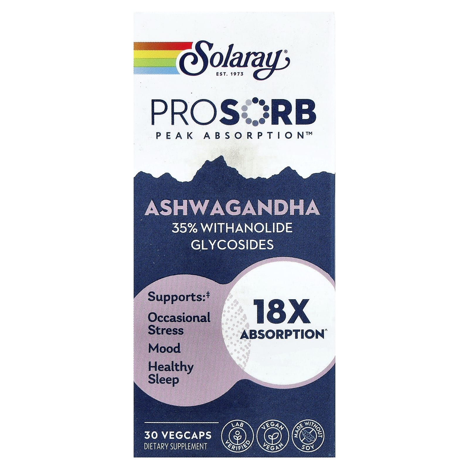 Solaray Ashwagandha, 30 VegCaps (240 mg per VegCap) — Tunisie