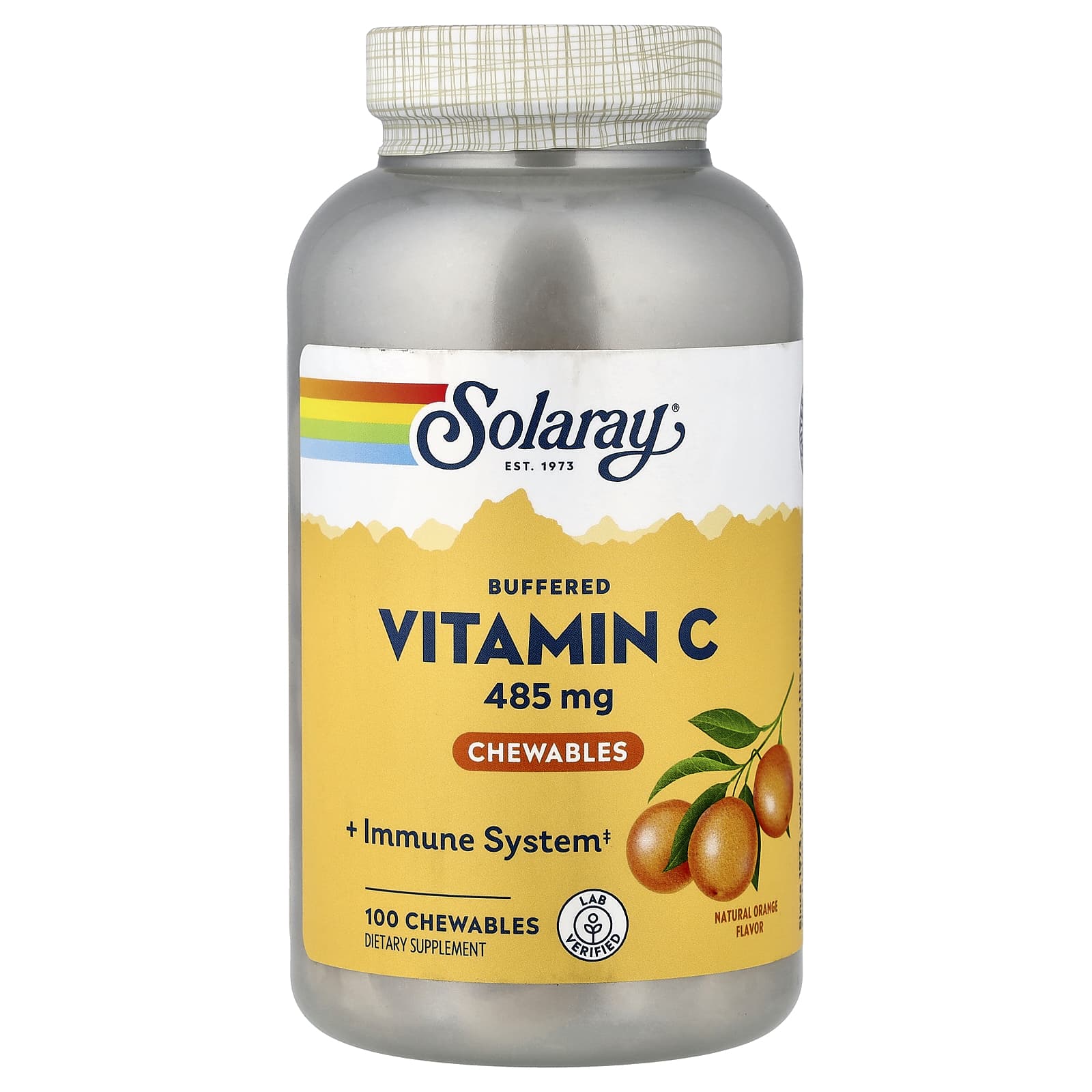Solaray Buffered Vitamin C Chewable – Natural Orange – 485 mg — Tunisie