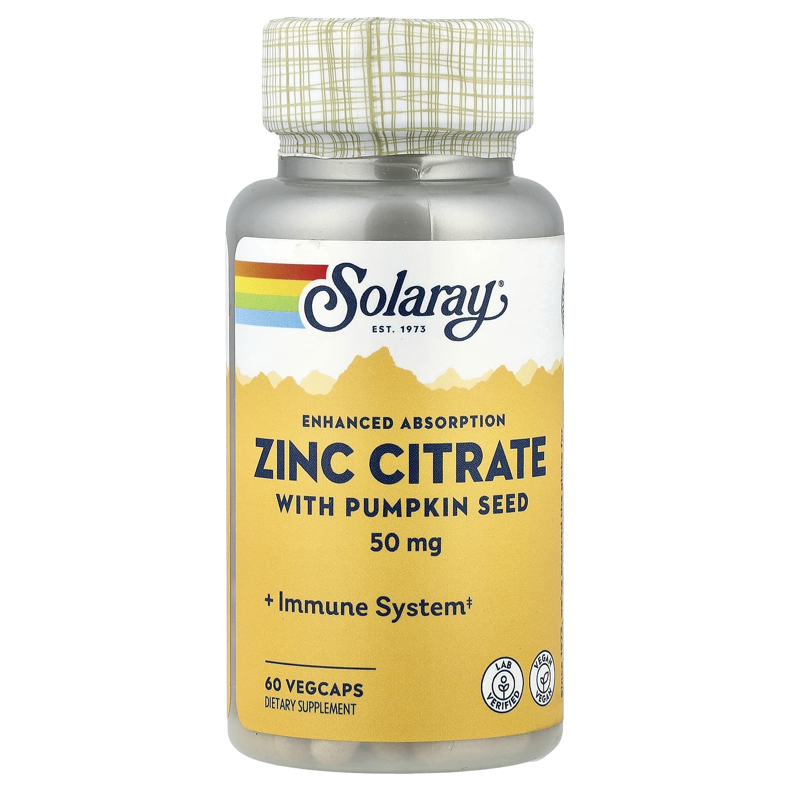 Solaray Zinc Citrate with Pumpkin Seed, 60 VegCaps — Tunisie