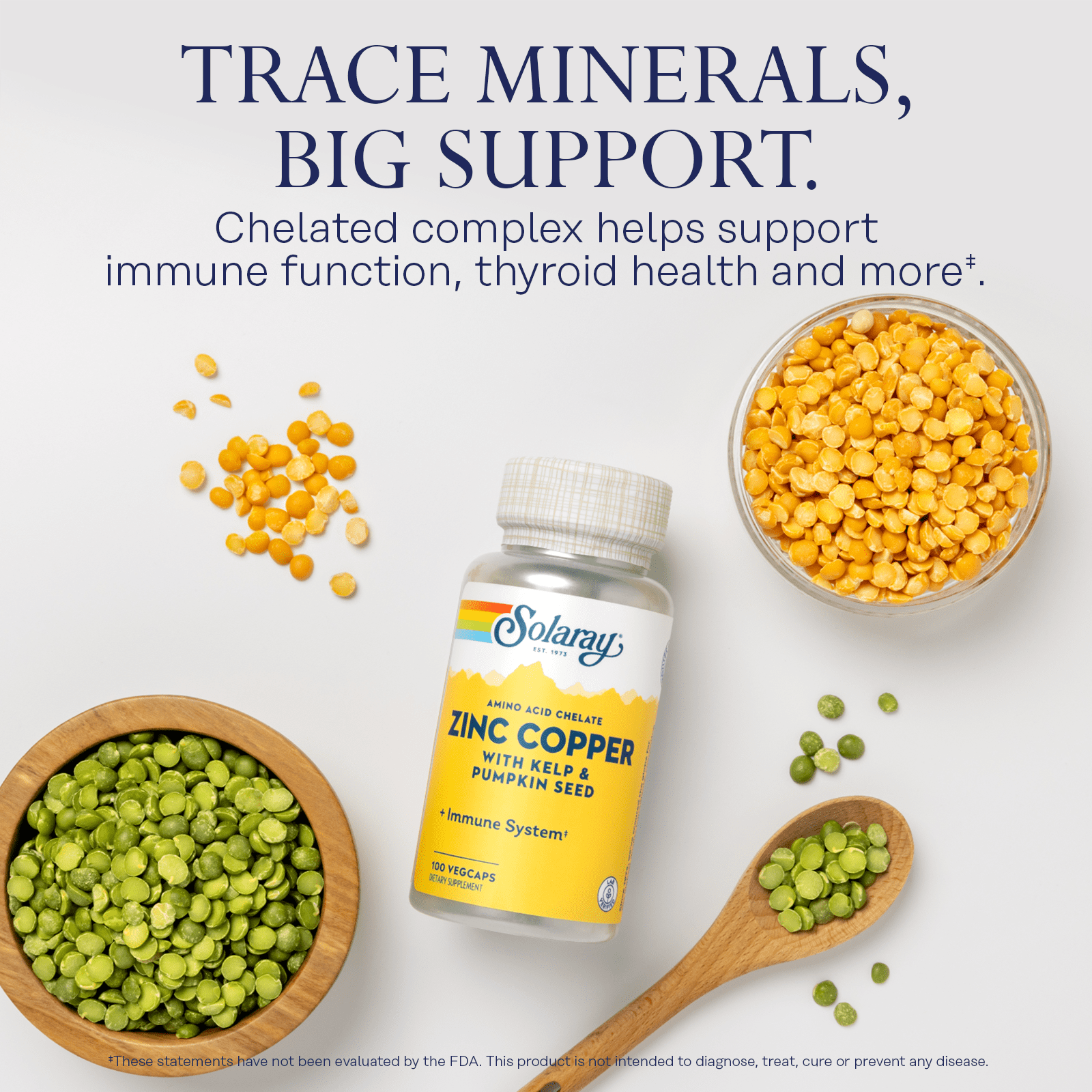 Solaray Zinc Copper with Kelp & Pumpkin Seed, 100 VegCaps — étiquette 1