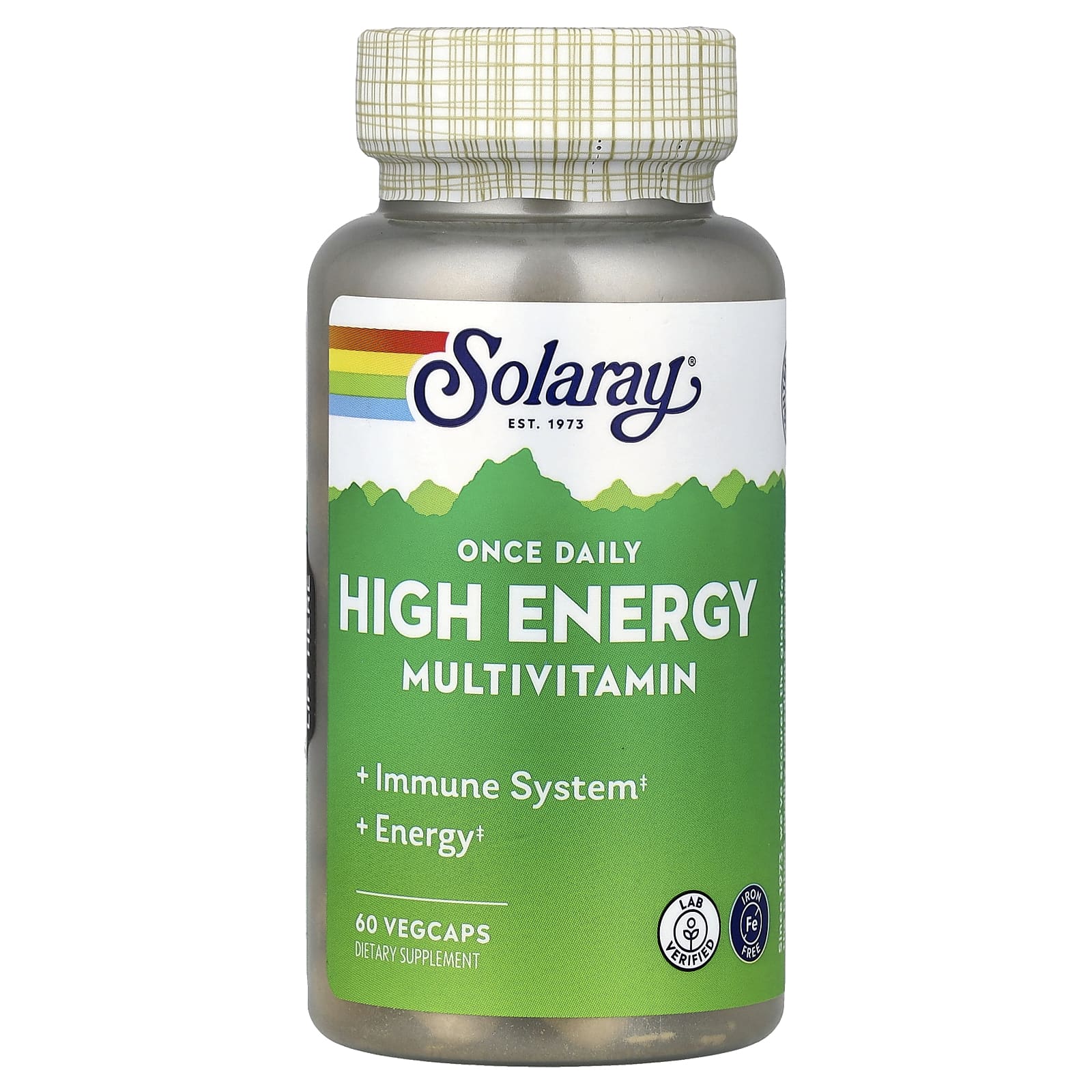 Solaray Once Daily High Energy Multivitamin, Iron Free, 60 VegCaps — Tunisie