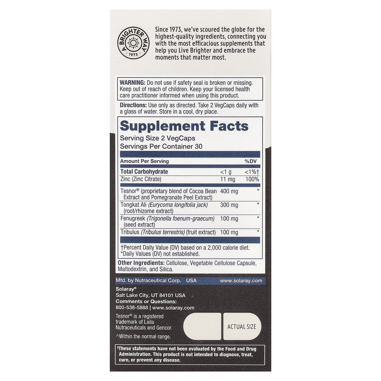 Solaray Men's Testosterone Support, 60 VegCaps — photo 2 sur 2