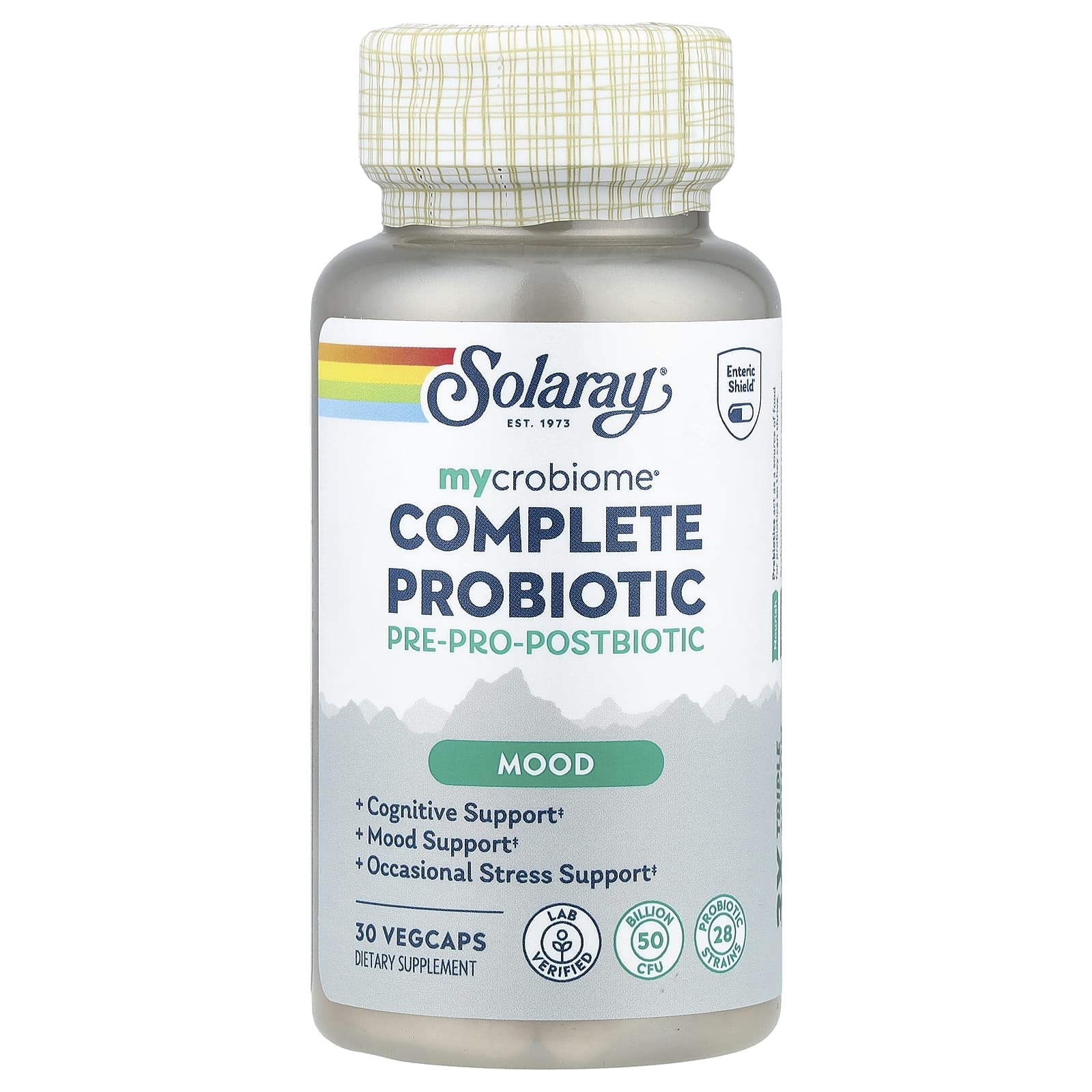 Solaray Mycrobiome, Complete Probiotic, Mood, 30 VegCaps — étiquette 1