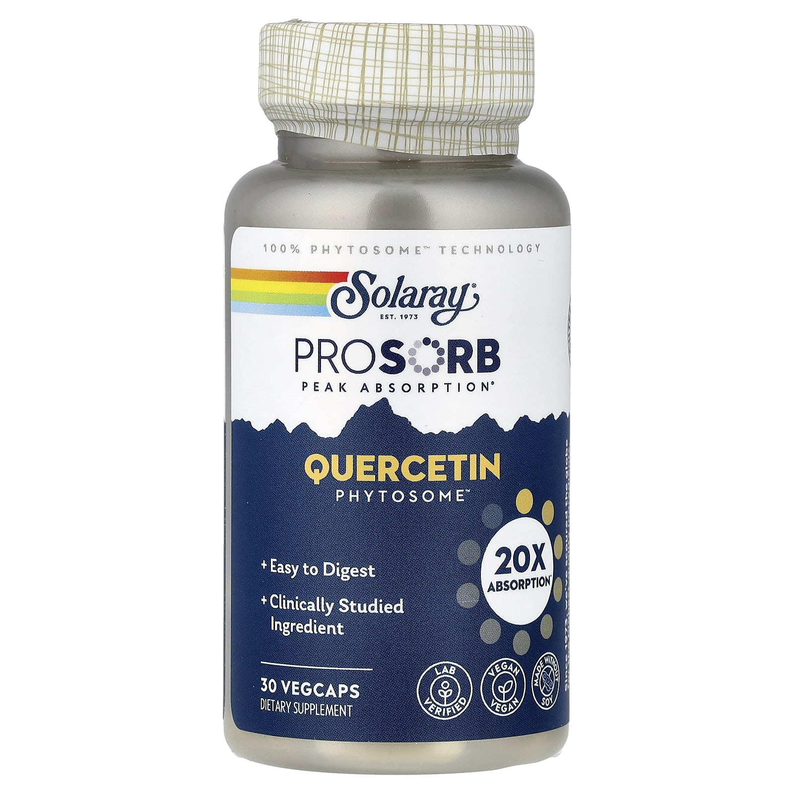 Solaray Quercetin Phytosome, 30 VegCaps (250 mg per VegCap) — étiquette 1