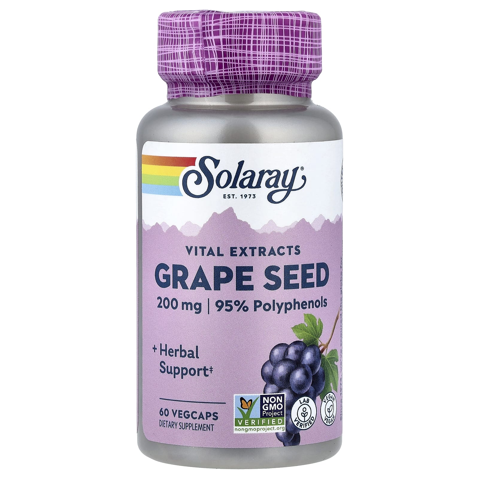 Solaray Vital Extracts, 60 VegCaps – Grape Seed — Tunisie