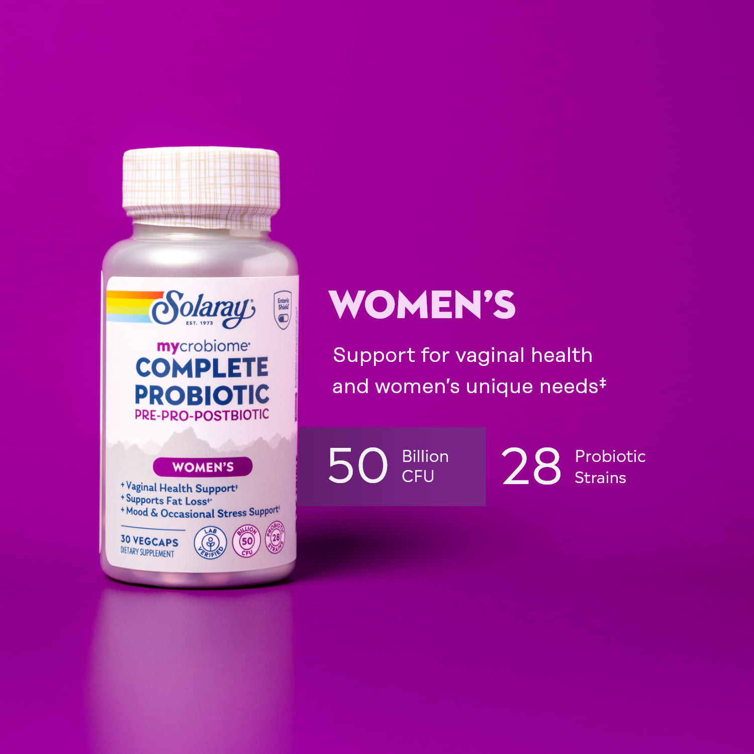 Solaray Mycrobiome, Complete Probiotic, Women's, 30 VegCaps — étiquette 2