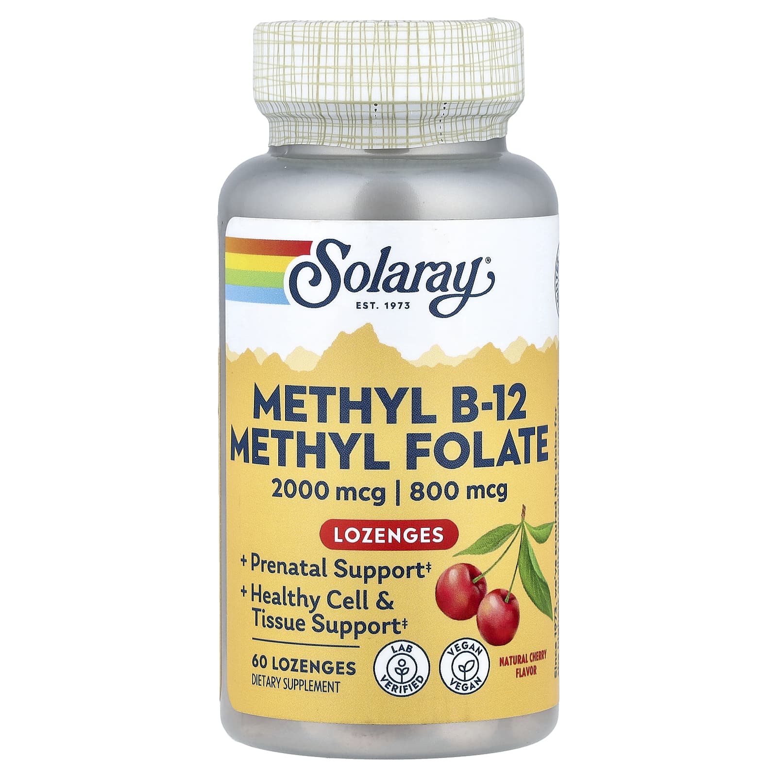 Solaray Methyl B-12 Methyl Folate – Natural Cherry – 60 pastilles — Tunisie