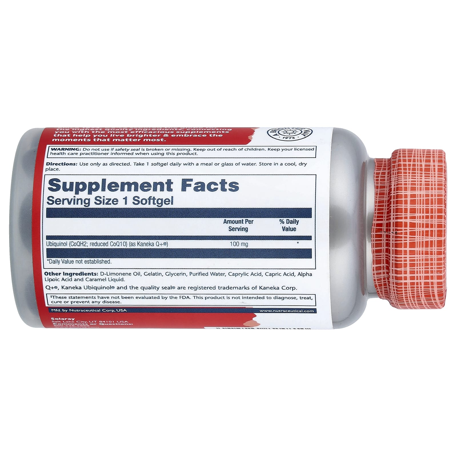 Solaray Ubiquinol CoQ10, Enhanced Absorption – 30 capsules molles — photo 2 sur 2