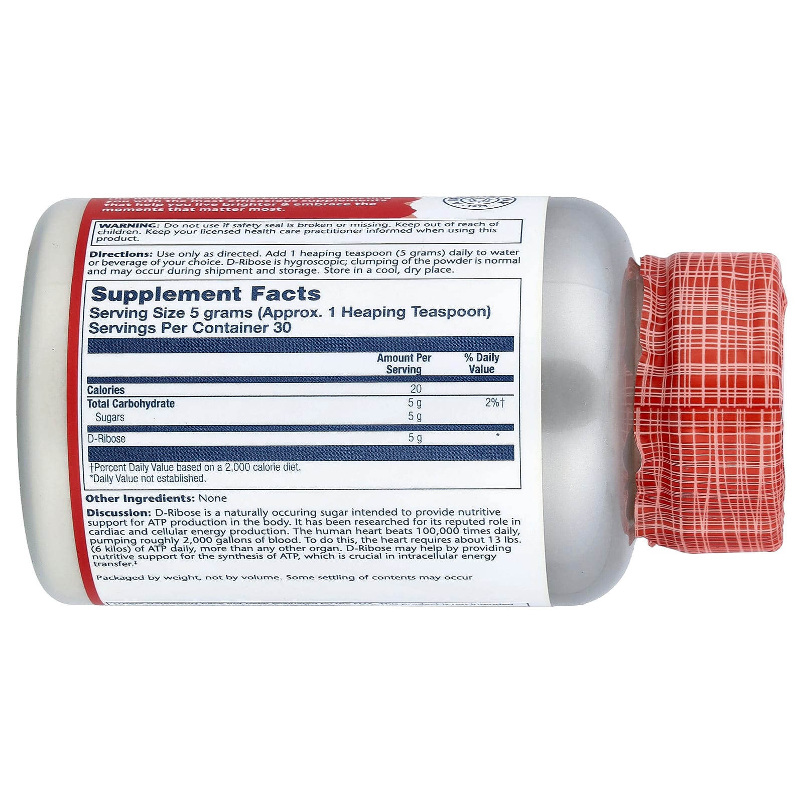 Solaray D-Ribose Powder – 150 g — photo 2 sur 2