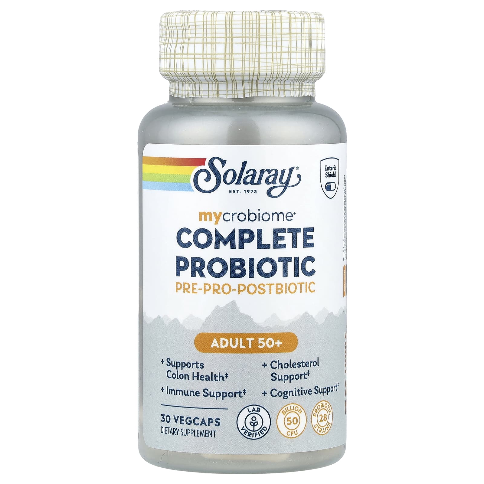 Solaray Mycrobiome, Complete Probiotic, Adult 50+, 30 VegCaps — étiquette 1