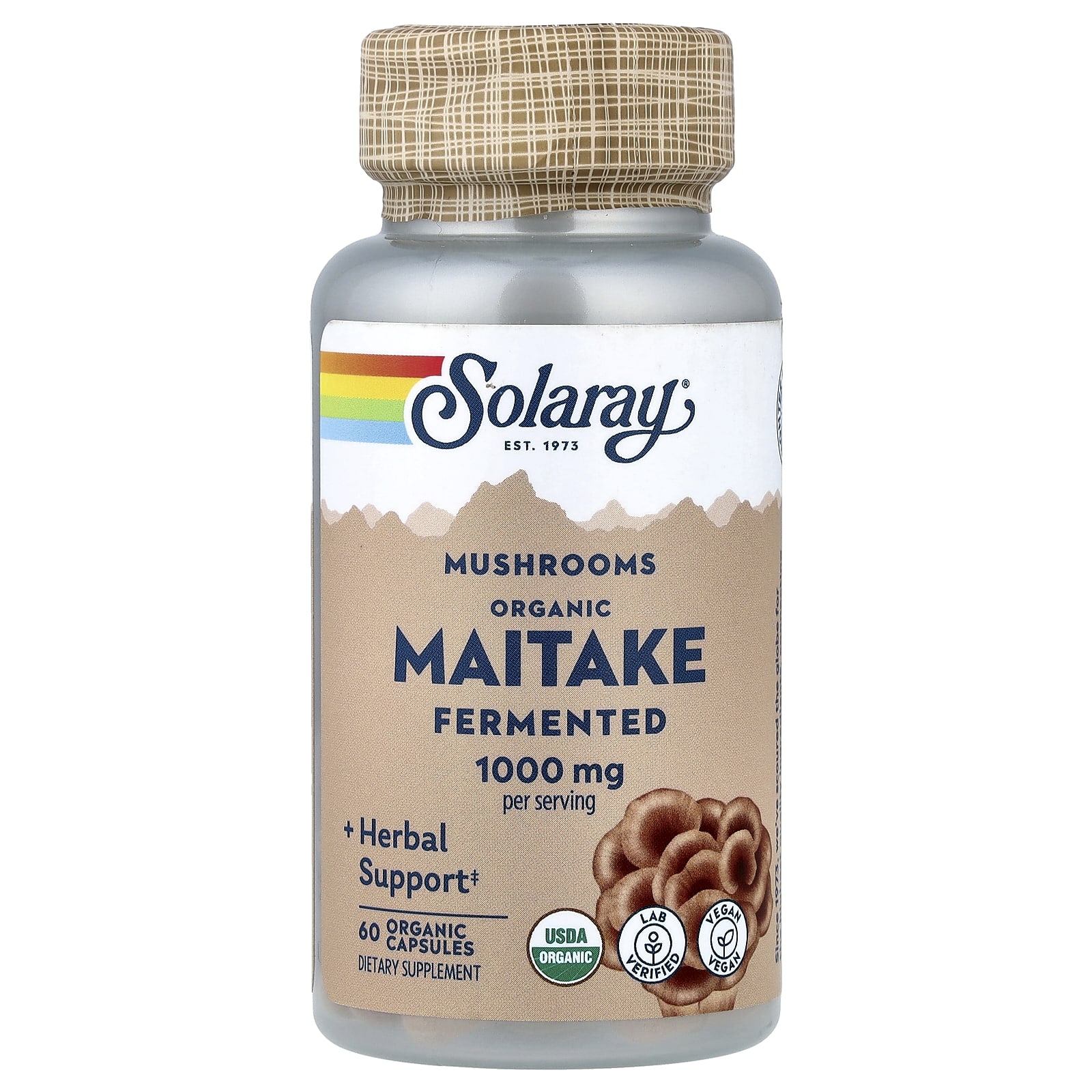 Solaray Mushrooms, Organic Fermented Maitake, 60 Organic Capsules (500 mg per Capsule) — Tunisie