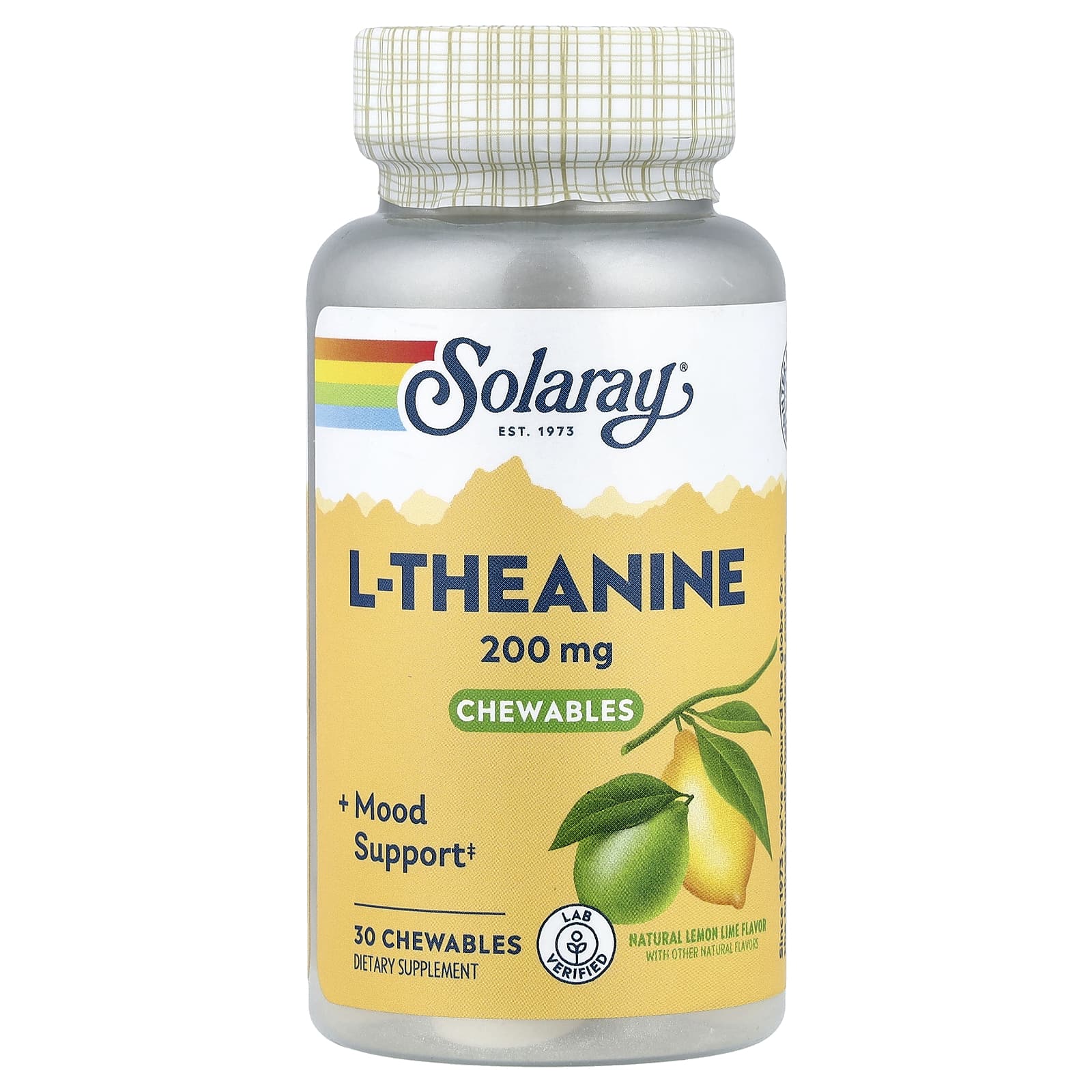 Solaray L-Theanine Chewables – Natural Lemon Lime – 200 mg — Tunisie