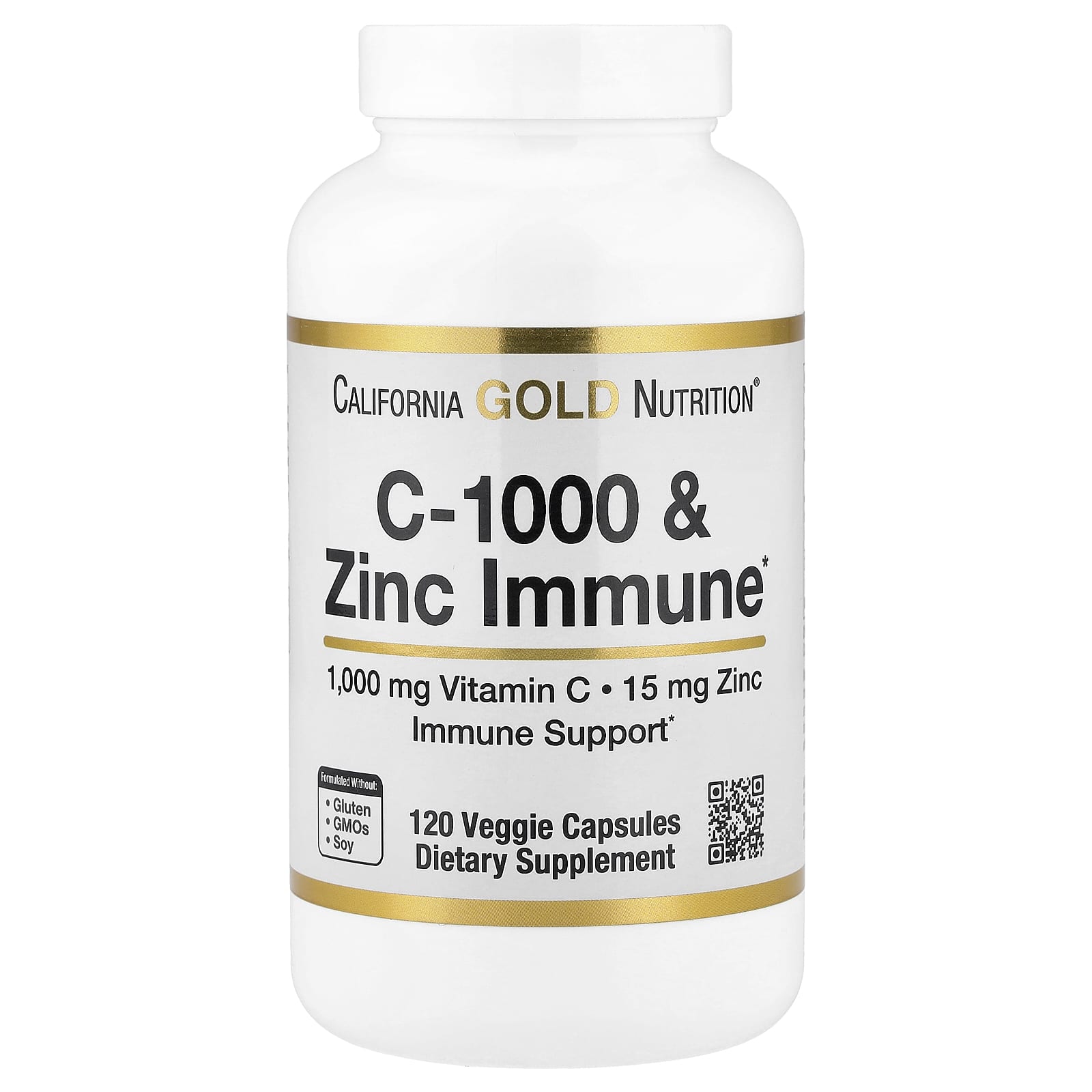 California Gold Nutrition C-1000 & Zinc Immune – 120 gélules végétales — Tunisie