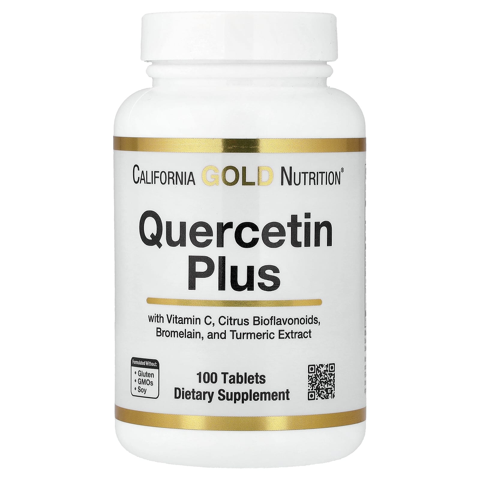 California Gold Nutrition Quercetin Plus with Quercetin, Vitamin C, Bromelain, and Turmeric – Citrus Bioflavonoids – 100 comprimés — Tunisie