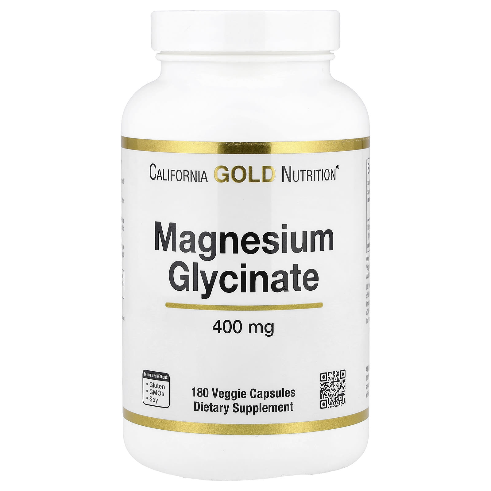 California Gold Nutrition Magnesium Glycinate – 180 gélules végétales — Tunisie
