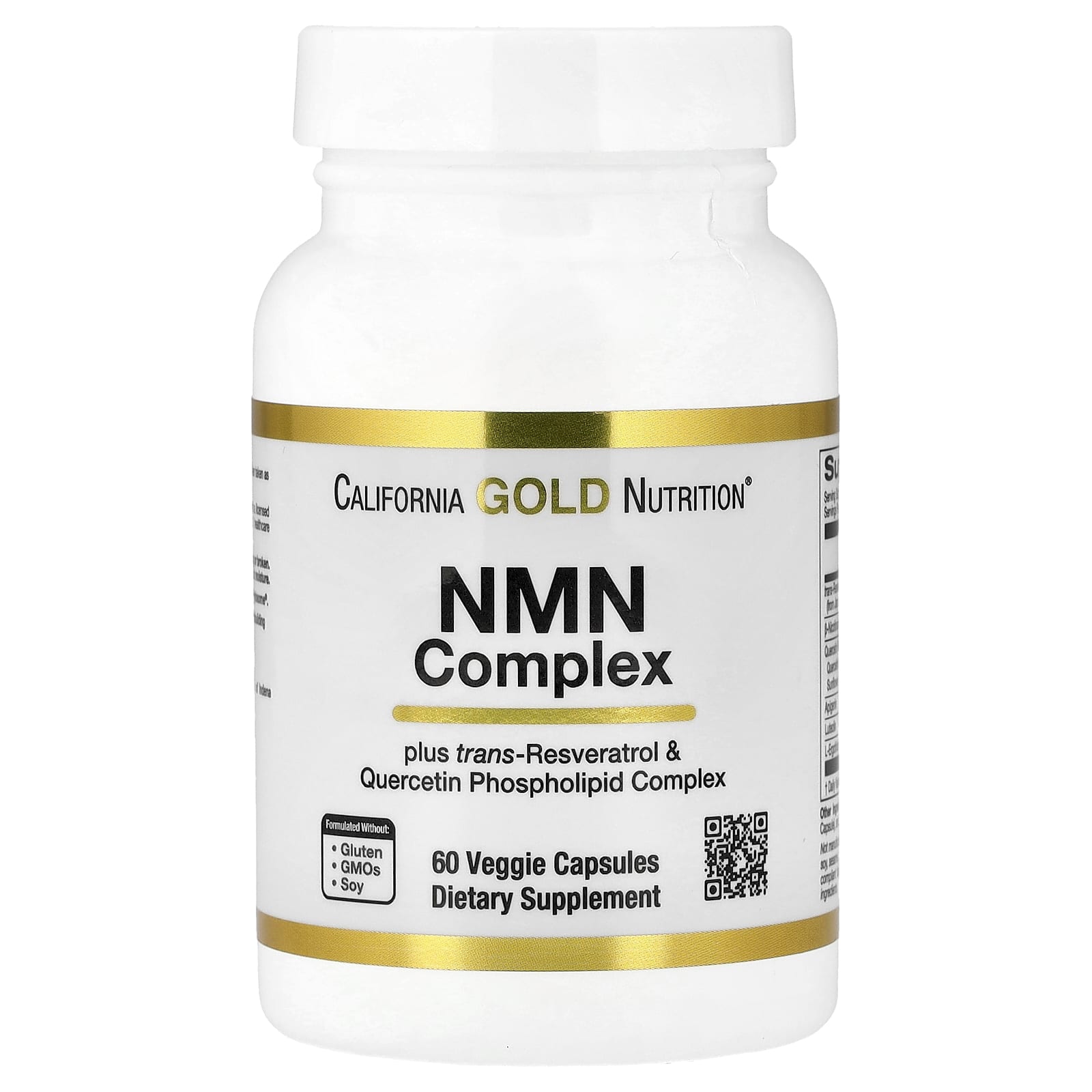 California Gold Nutrition NMN Complex with trans-Resveratrol, Quercetin Phytosome Complex, Apigenin, and Luteolin – 60 gélules végétales — Tunisie