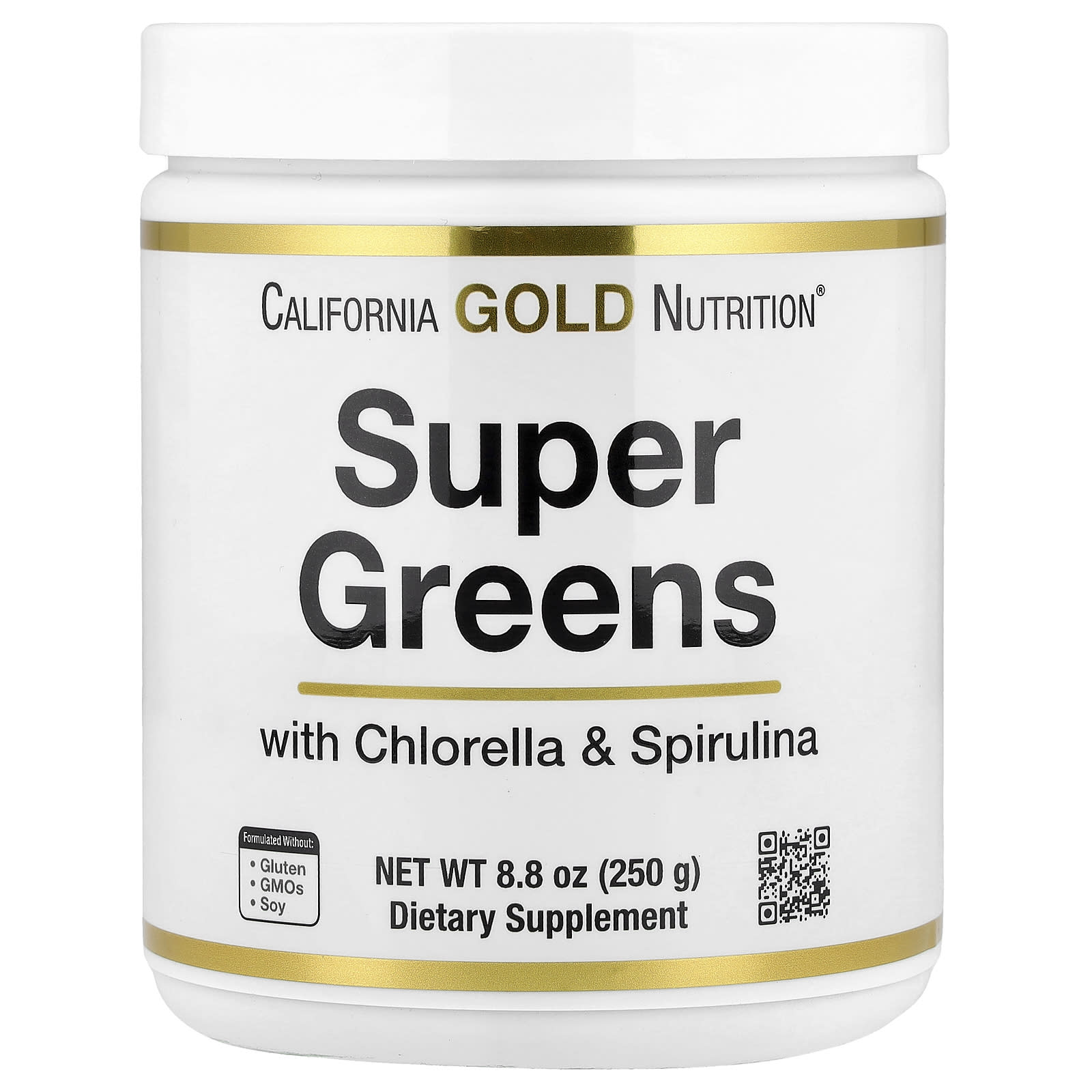 California Gold Nutrition Super Greens with Spirulina, Chlorella, Kelp – and Apple Pectin – 250 g — Tunisie