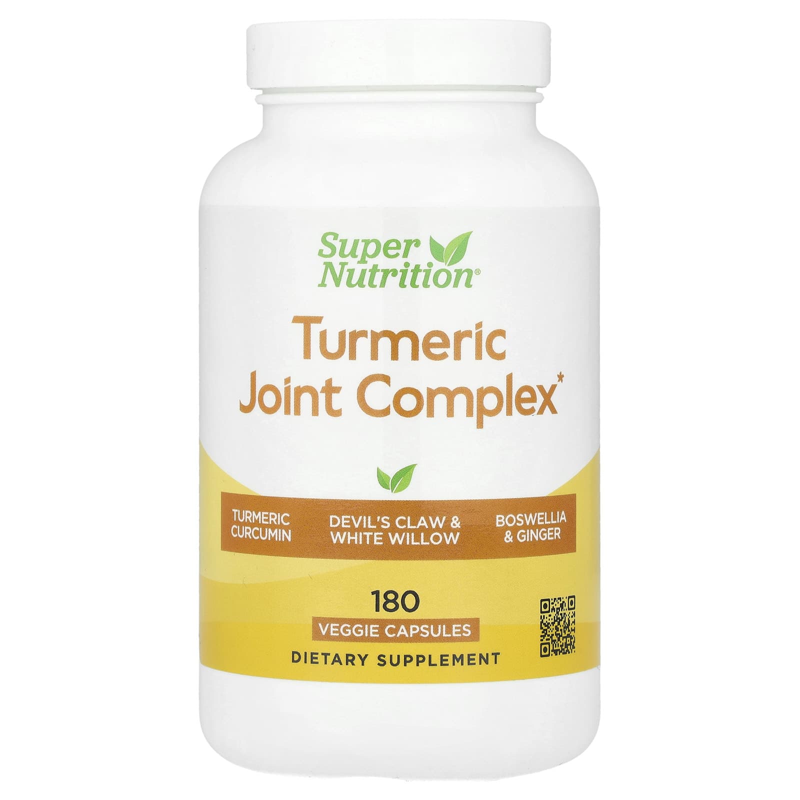 Super Nutrition Turmeric Joint Complex with Devil's Claw Extract, Boswellia Extract, White Willow Extract, and Ginger Extract – 180 gélules végétales — Tunisie