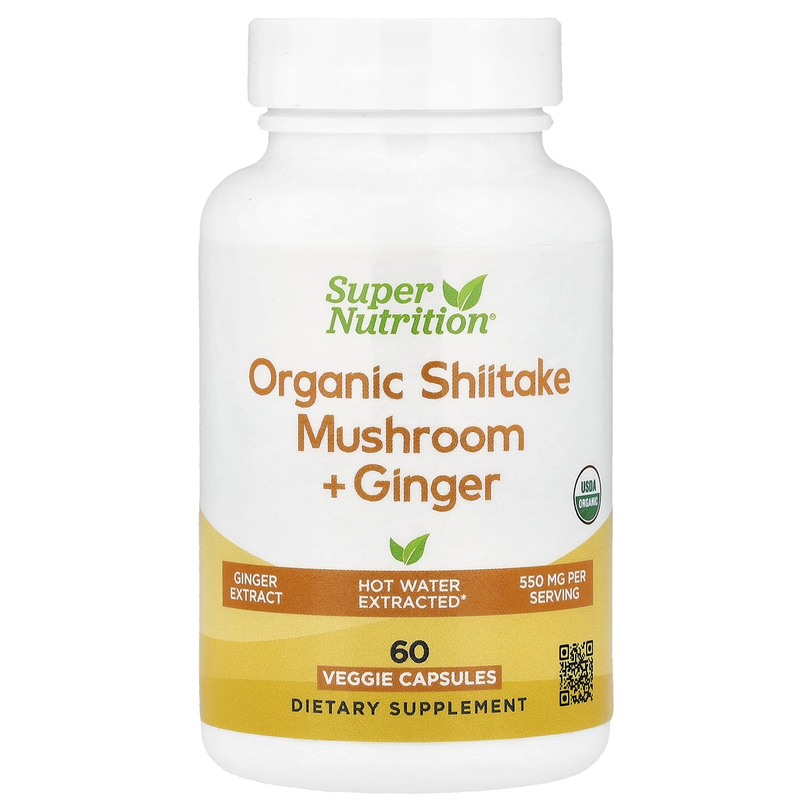 Super Nutrition Organic Shiitake Mushroom + Ginger with Organic Pullulan, and Organic Rice Hull Concentrate – 60 gélules végétales — Tunisie