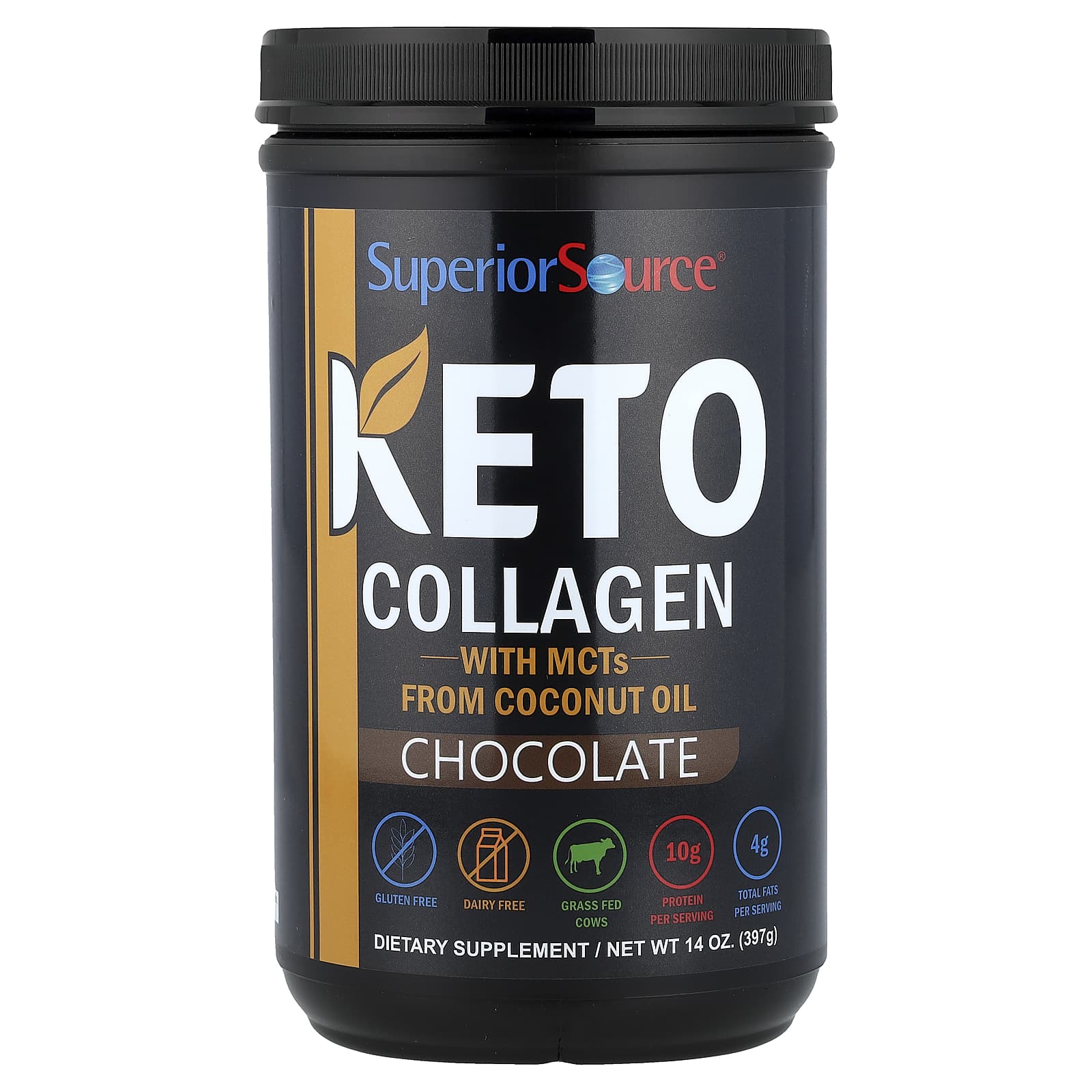 Superior Source Keto Collagen Powder with MCTs – Chocolate – 397 g — Tunisie