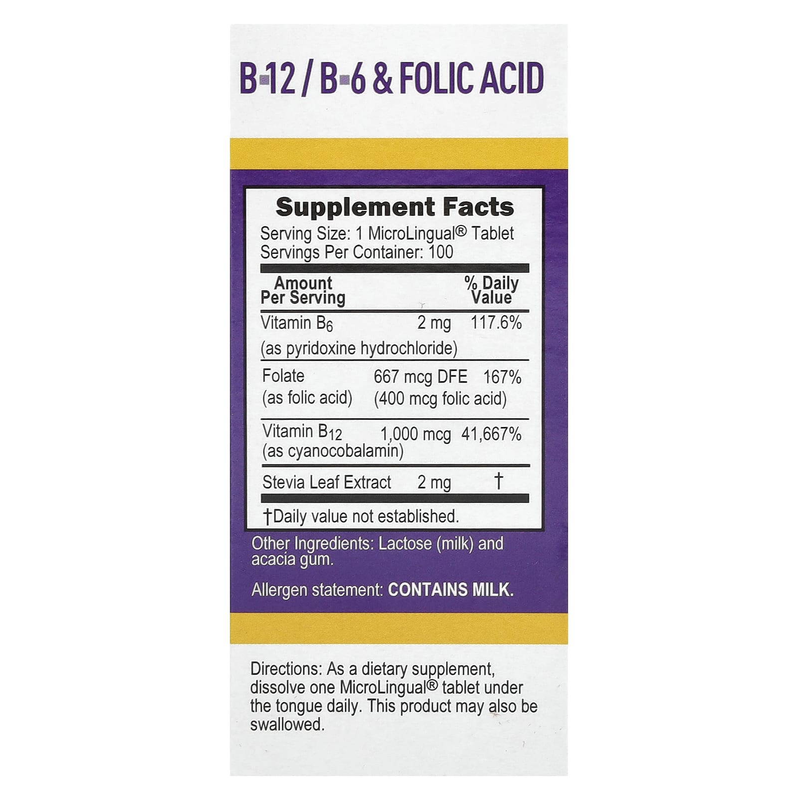 Superior Source Cyanocobalamin B-12, B-6 & Folic Acid, 100 MicroLingual Instant Dissolve Tablets — photo 2 sur 2