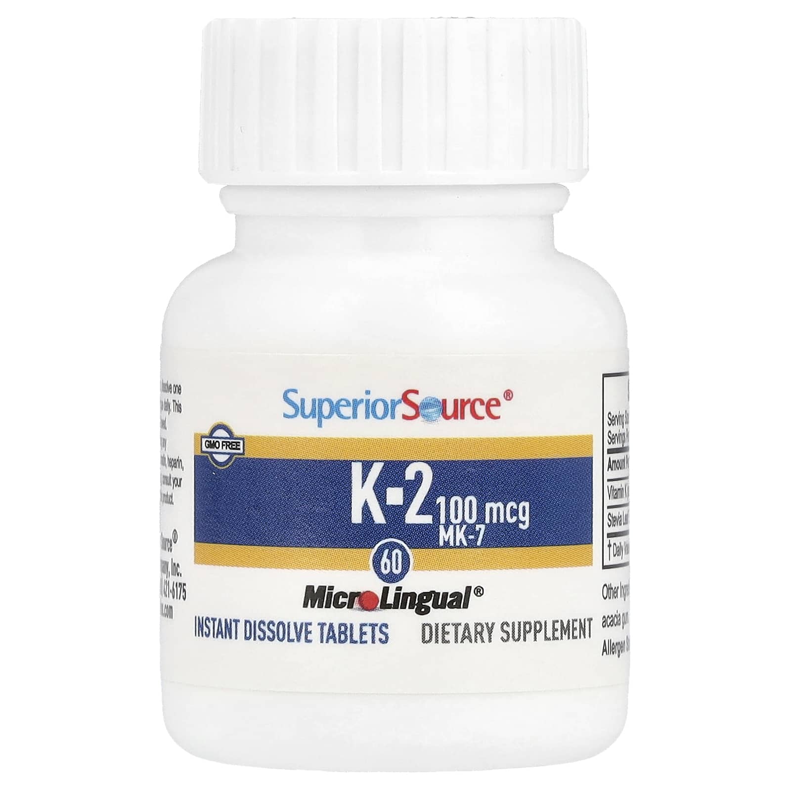 Superior Source Vitamin K-2 – 100 µg — étiquette 1