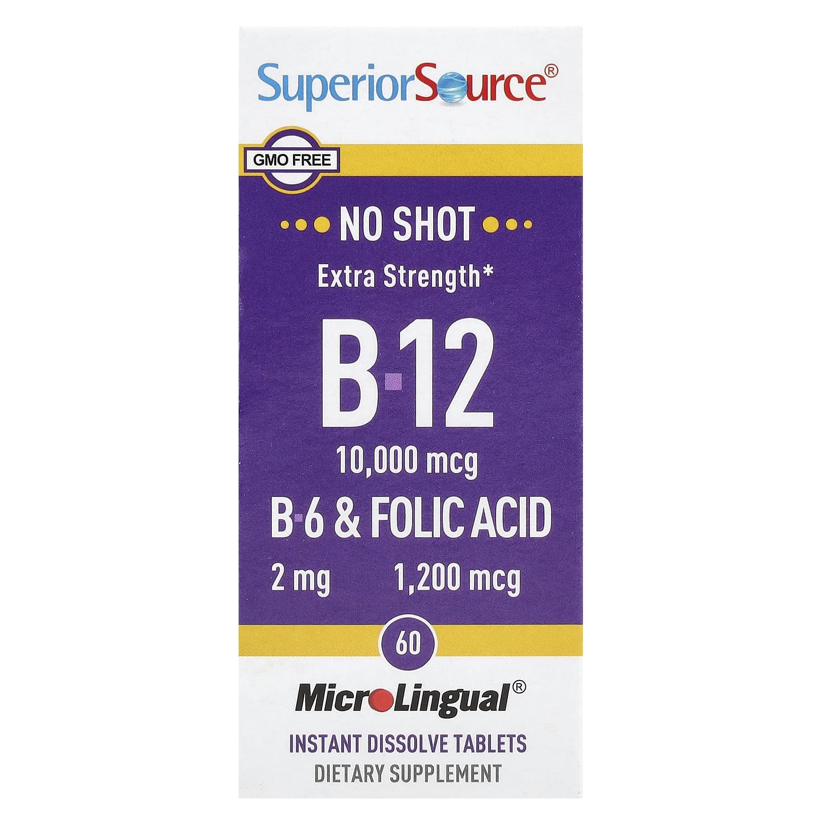 Superior Source B-12, B-6 & Folic Acid, 60 MicroLingual Instant Dissolve Tablets — Tunisie