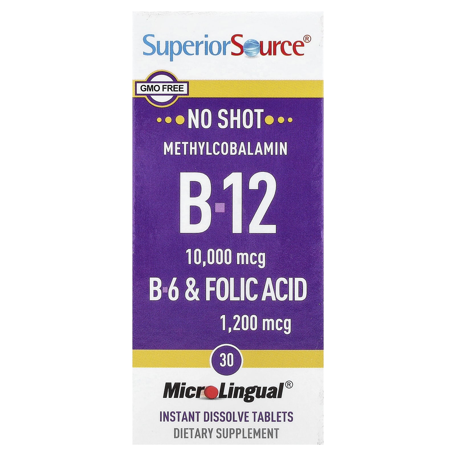 Superior Source B-12, B-6 & Folic Acid, 30 MicroLingual Instant Dissolve Tablets — Tunisie