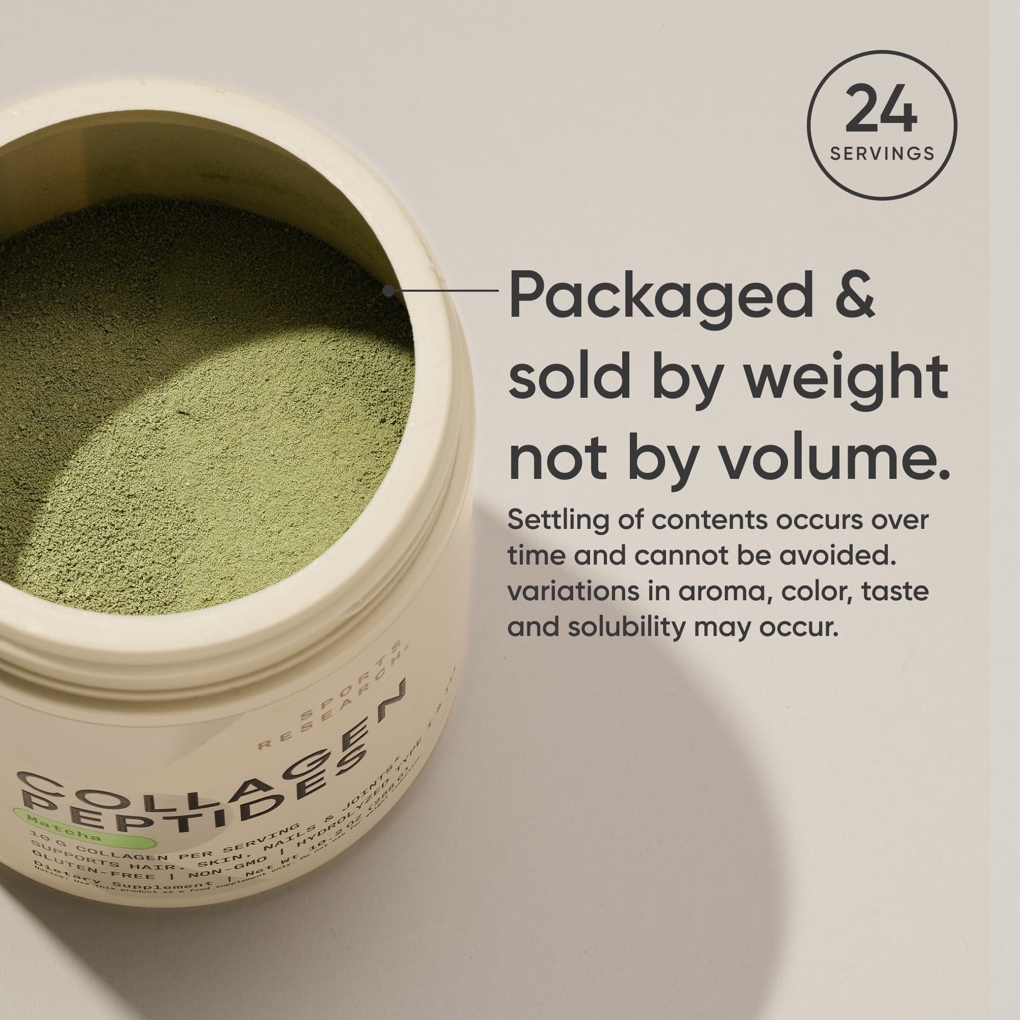 Sports Research Organic Collagen Peptides, Matcha – 288 g — étiquette 4
