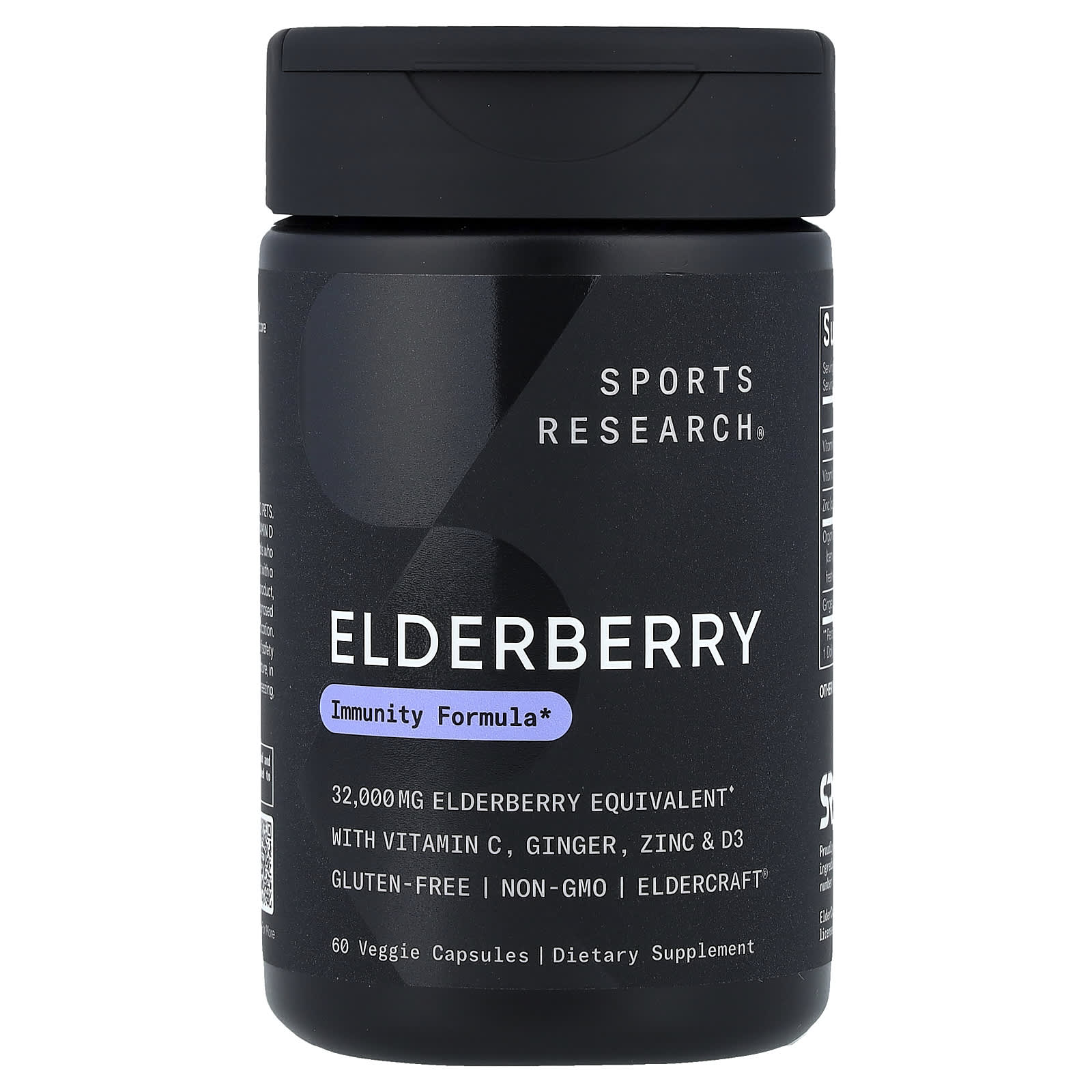 Sports Research Elderberry With Vitamin C, Ginger – Elderberry With Vitamin C – 60 gélules végétales — Tunisie