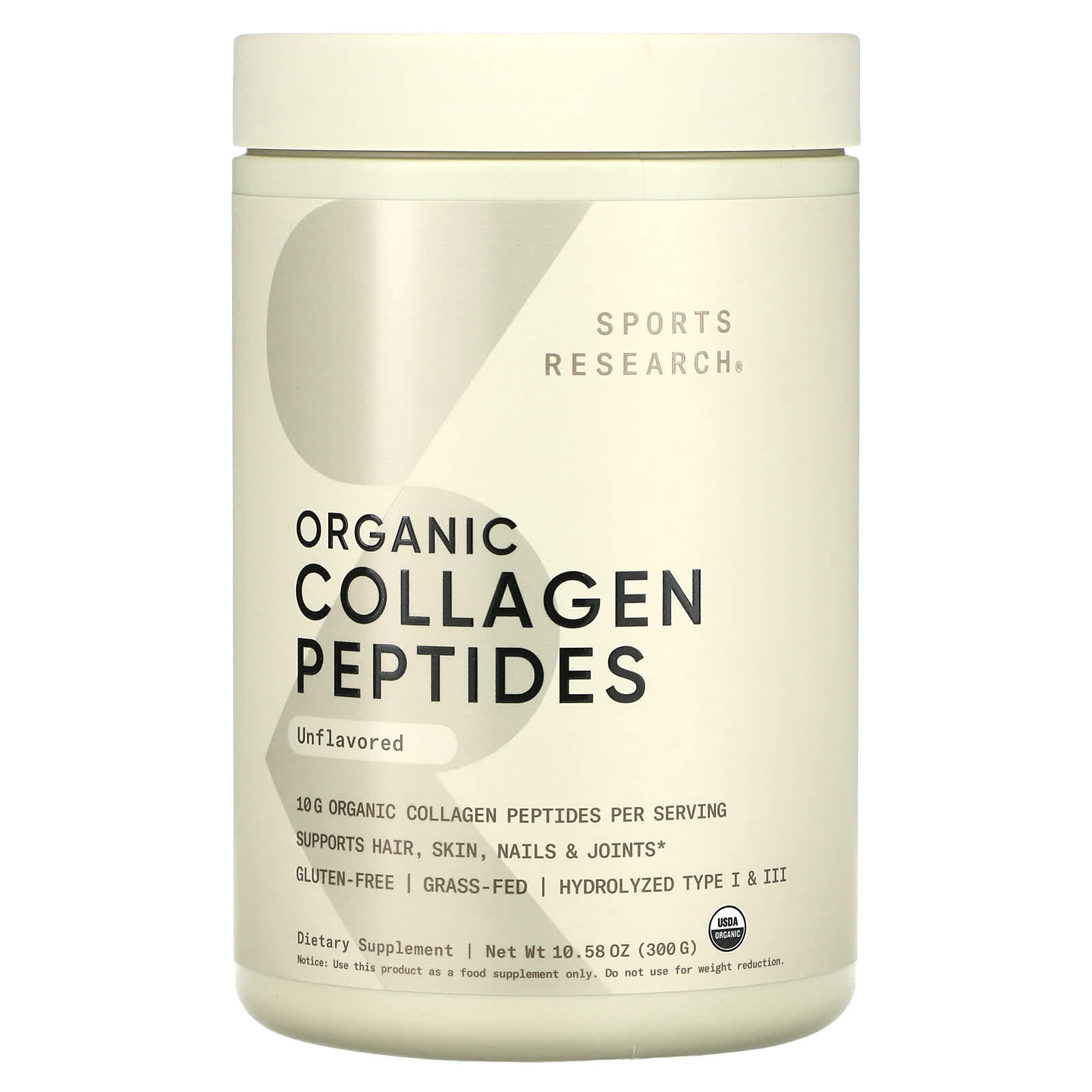 Sports Research Organic Collagen Peptides – Sans arôme – 300 g — Tunisie