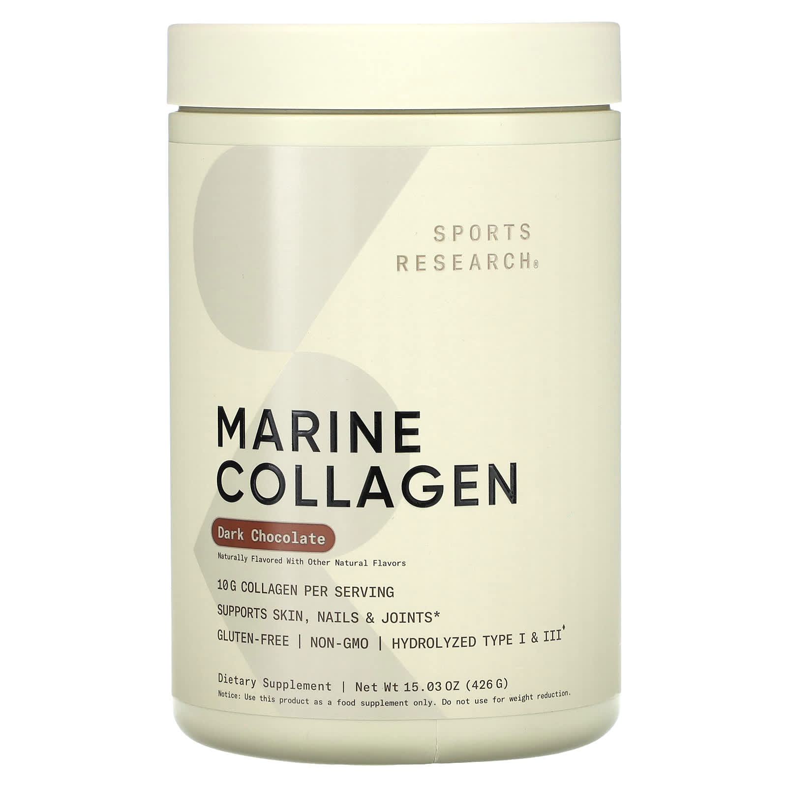 Sports Research Marine Collagen – Dark Chocolate – 426 g — Tunisie