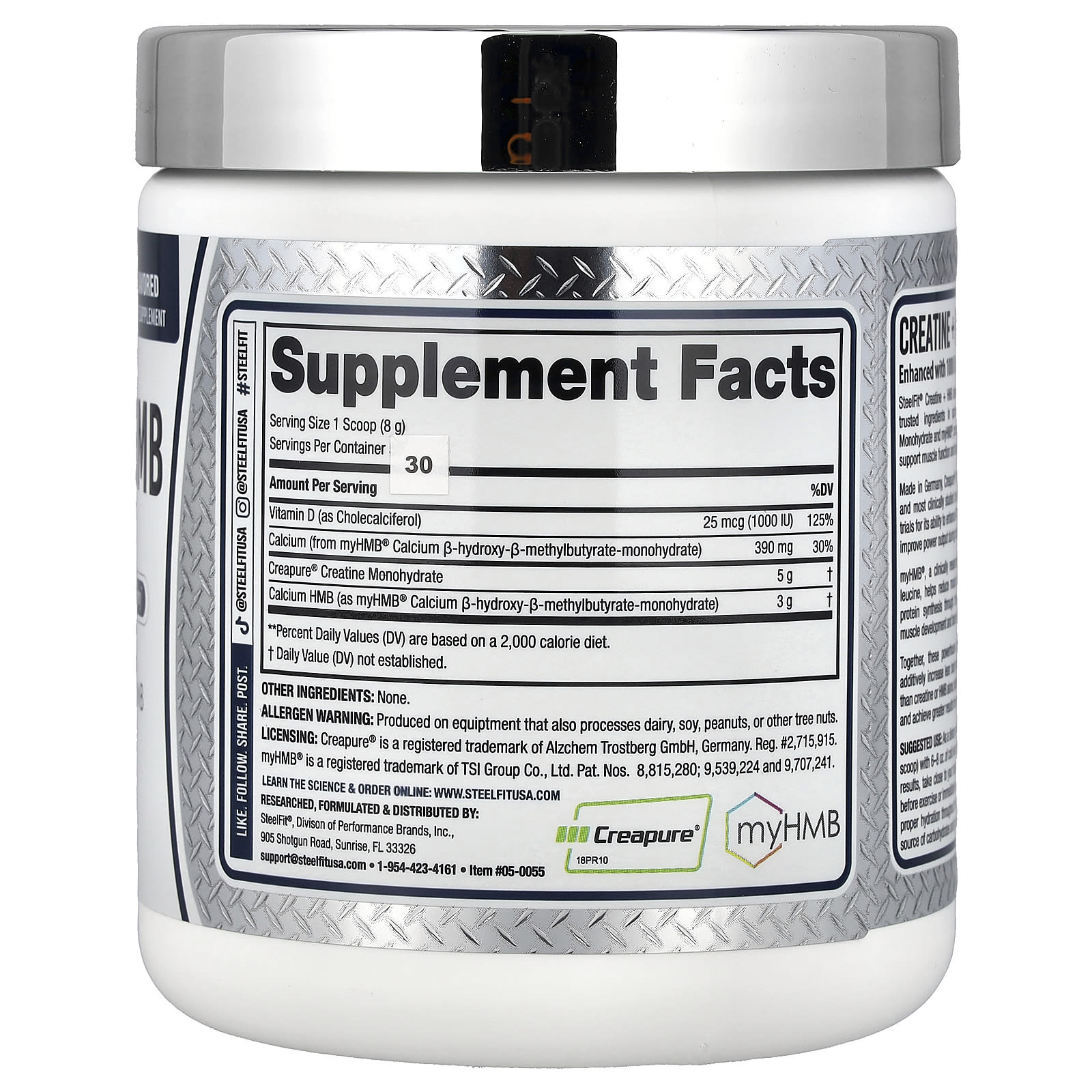 SteelFit Creatine + HMB – Sans arôme – 240 g — photo 2 sur 2