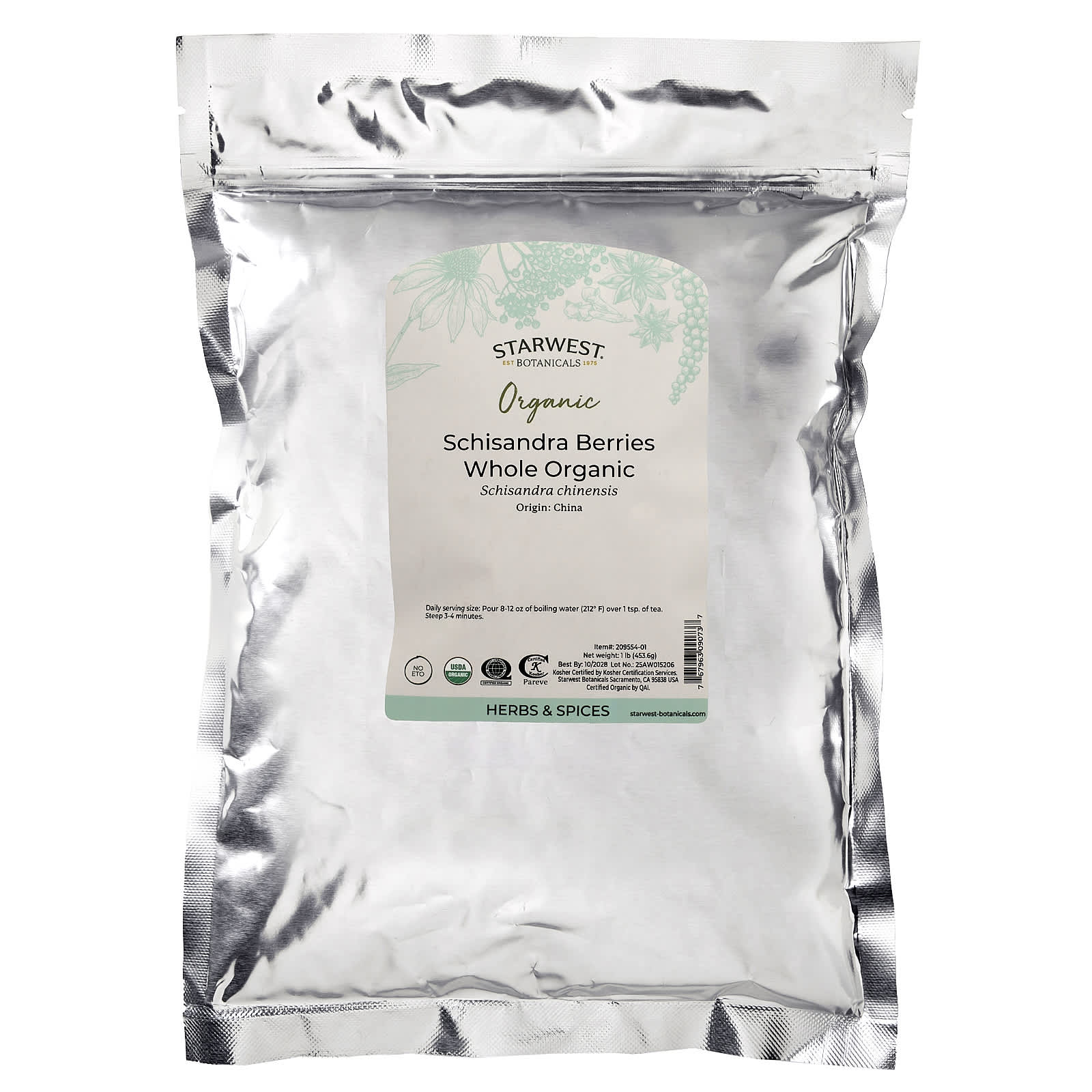 Starwest Botanicals Organic Schisandra Berries, Whole – Organic Schisandra Berries – 453,6 g — photo 2 sur 2