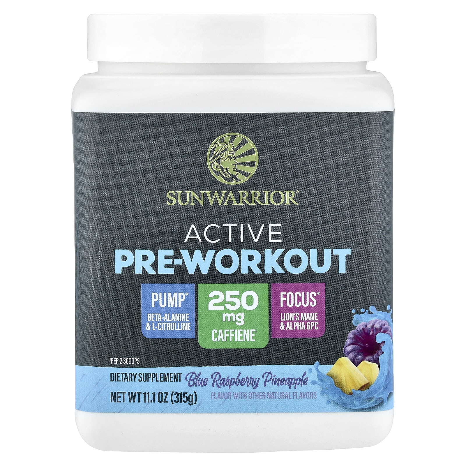 Sunwarrior Active Pre-Workout – Blue Raspberry Pineapple – 315 g — Tunisie