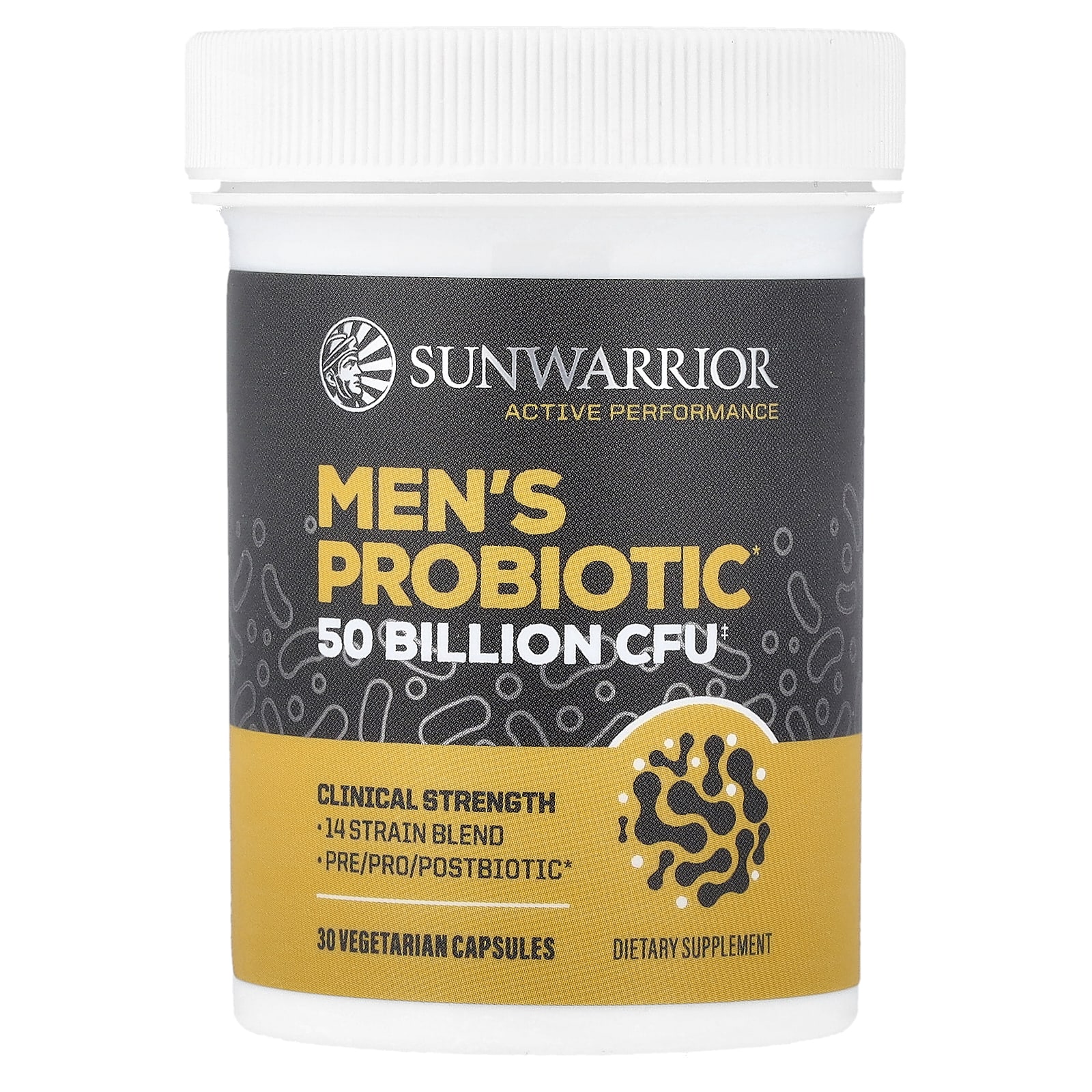 Sunwarrior Men's Probiotic – 30 gélules végétales — étiquette 1