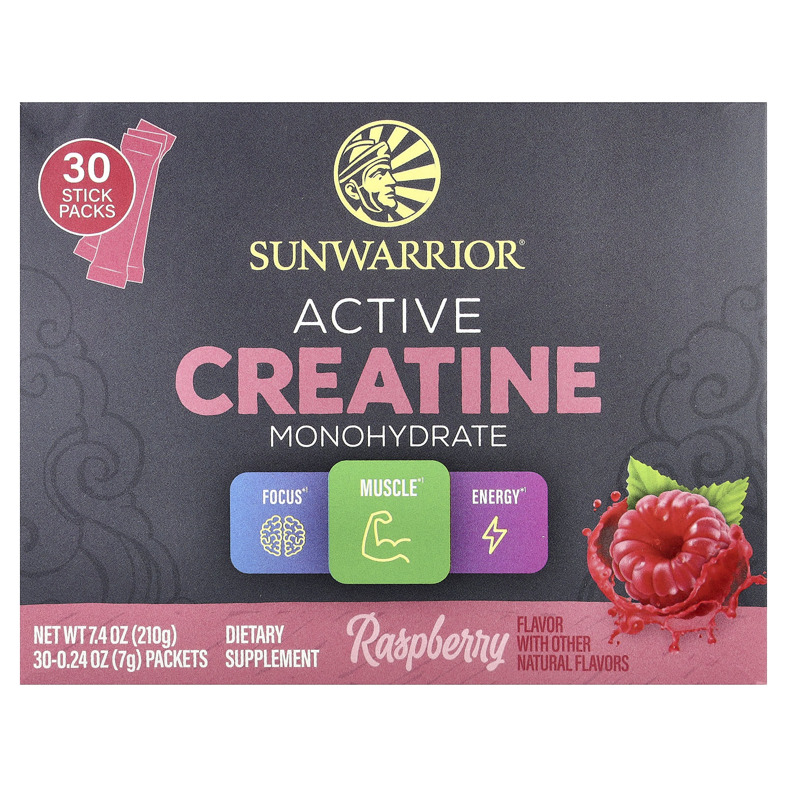 Sunwarrior Active Creatine Monohydrate – Raspberry – 7 g — Tunisie