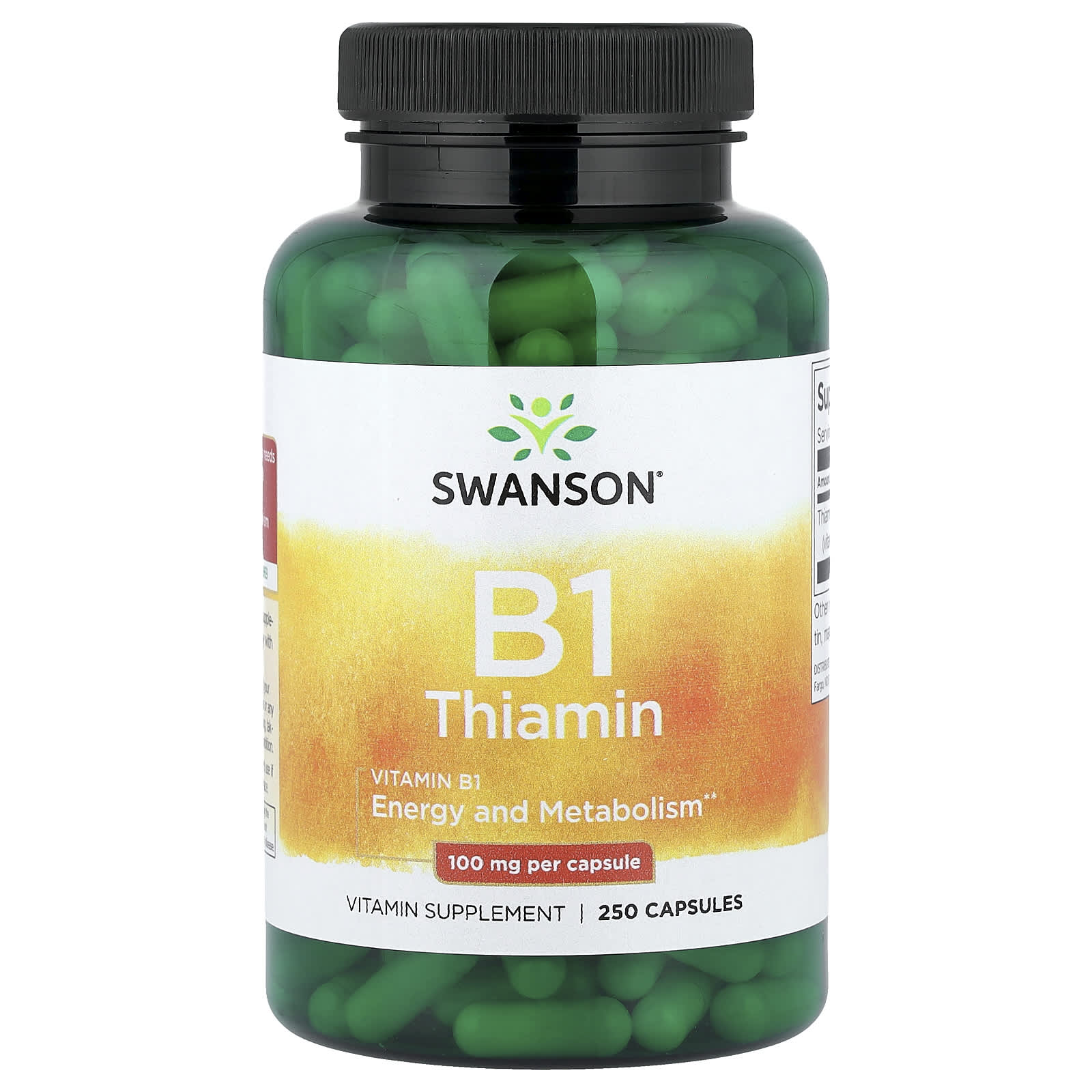 Swanson Vitamins Vitamin B1 Thiamin – 250 gélules — Tunisie