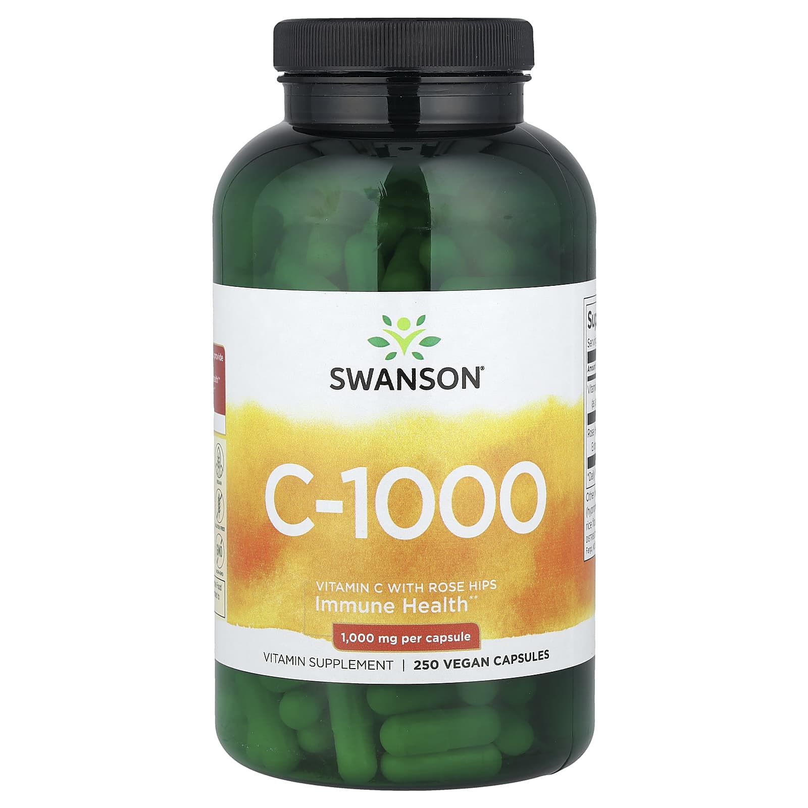 Swanson Vitamins C-1000, Vitamin C With Rose Hips – 250 gélules véganes — Tunisie