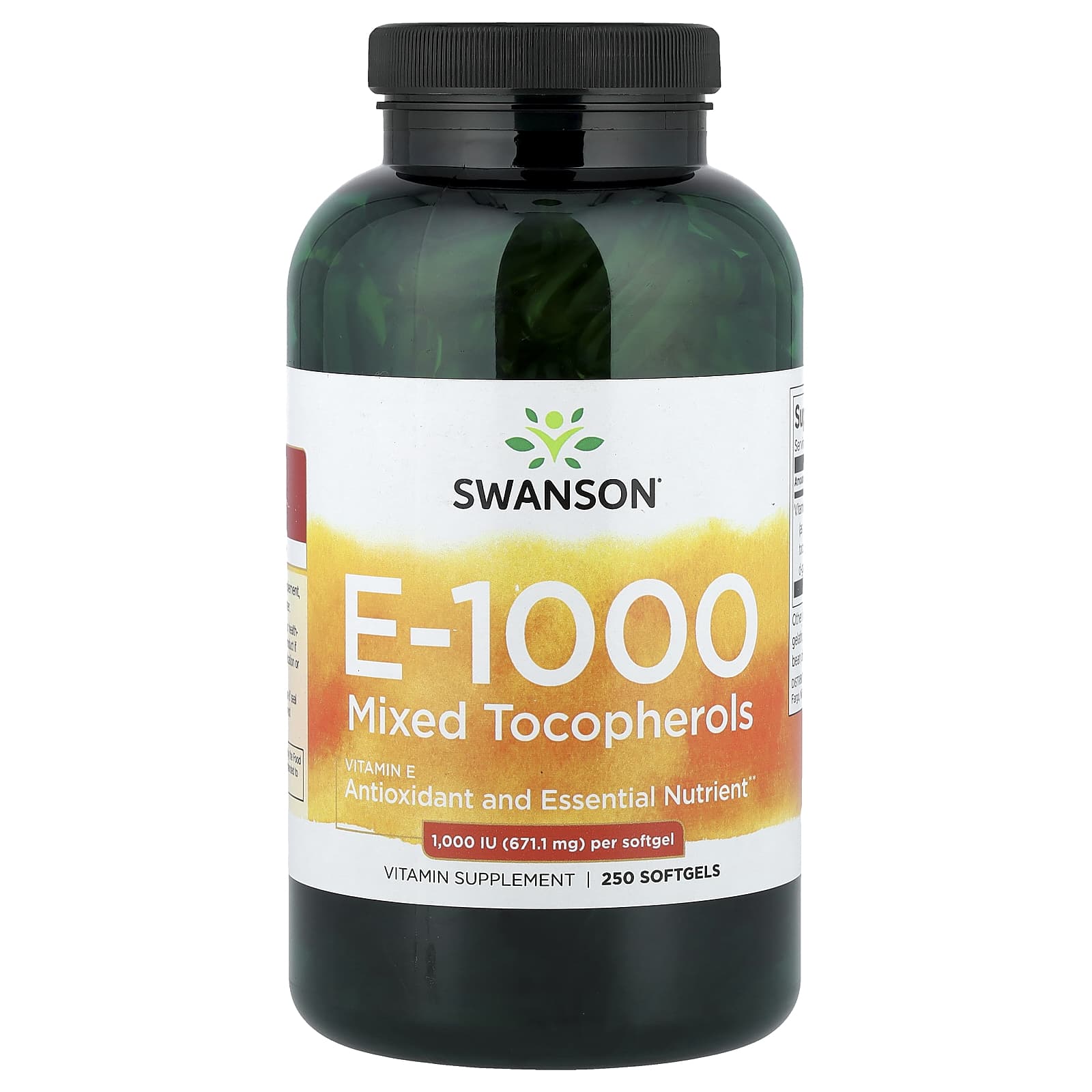 Swanson Vitamins Vitamin E-1000, Mixed Tocopherols – 250 capsules molles — Tunisie
