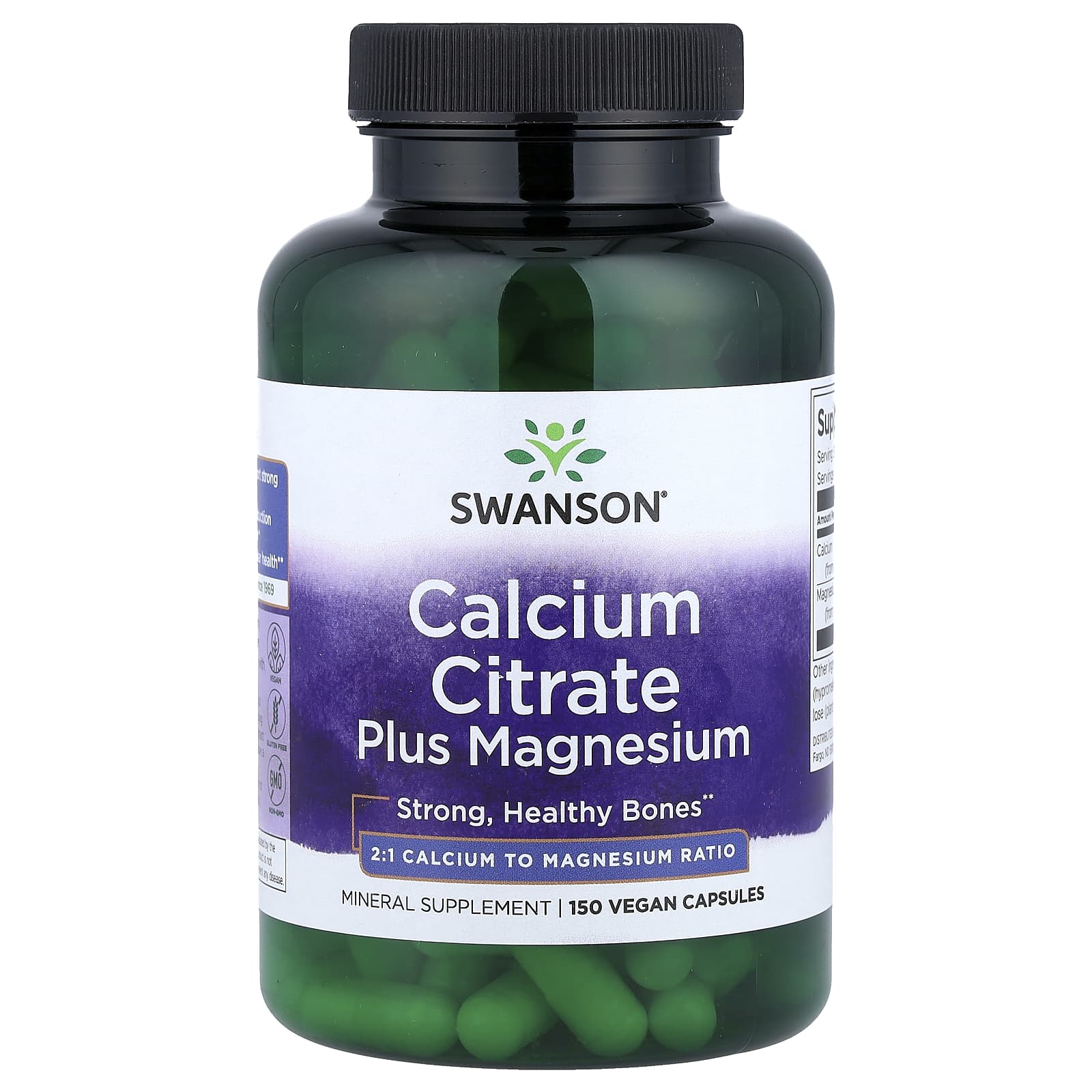 Swanson Vitamins Calcium Citrate Plus Magnesium – 150 gélules véganes — Tunisie