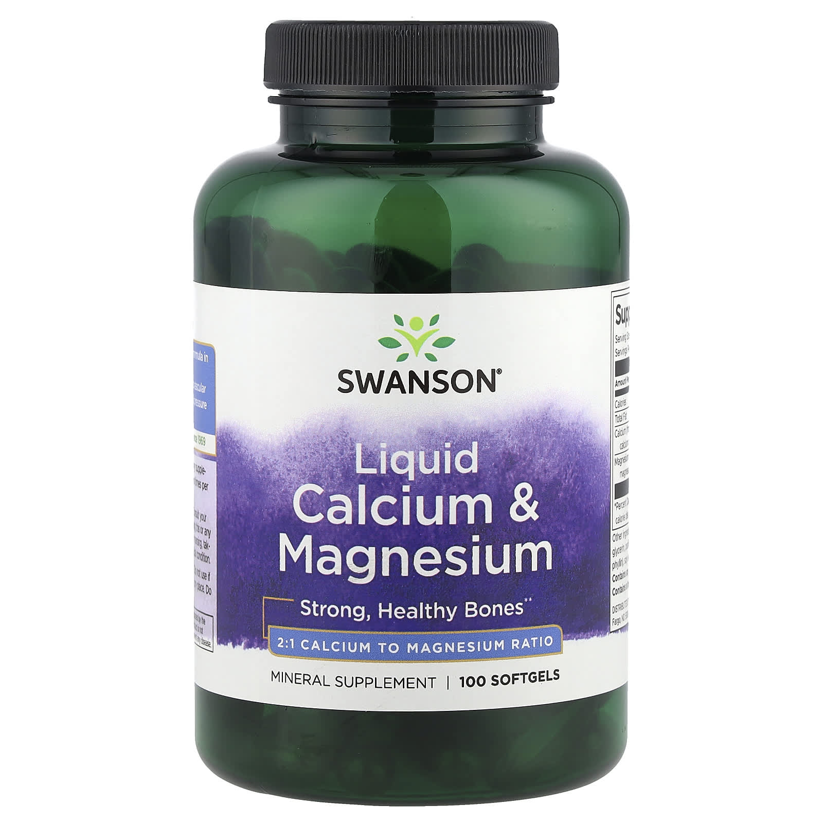 Swanson Vitamins Liquid Calcium & Magnesium – 100 capsules molles — Tunisie