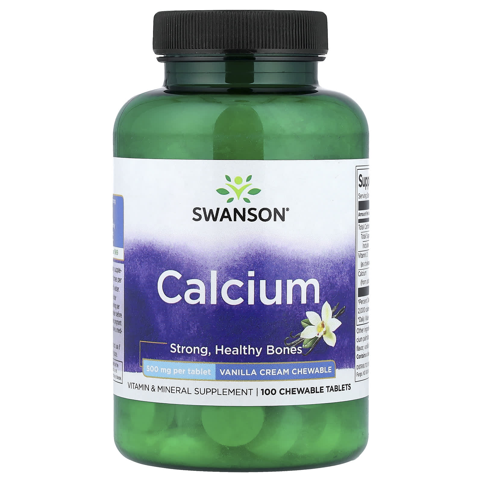 Swanson Vitamins Calcium, 100 Chewable Tablets – Vanilla Cream — Tunisie
