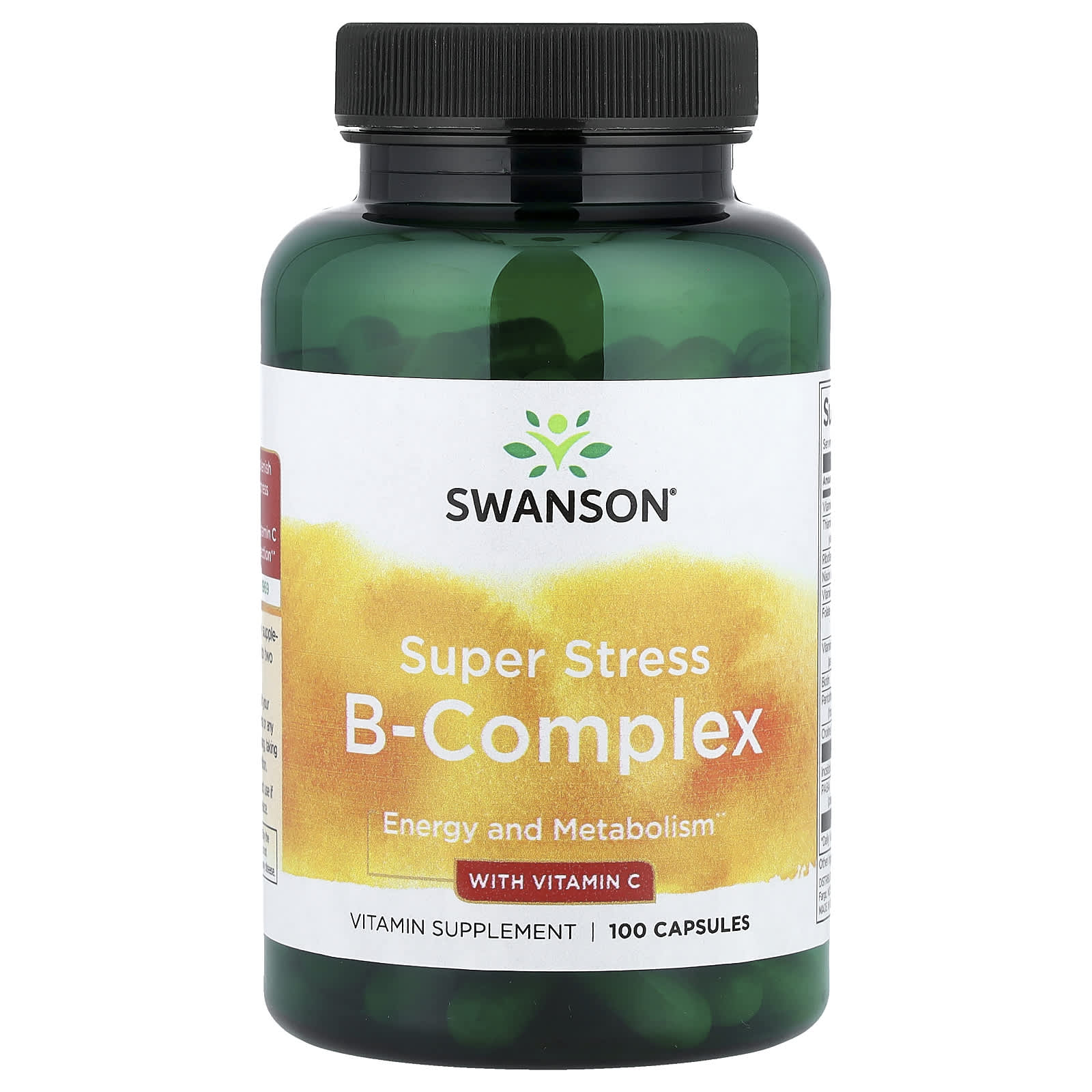 Swanson Vitamins Super Stress B-Complex With Vitamin C – 100 gélules — Tunisie