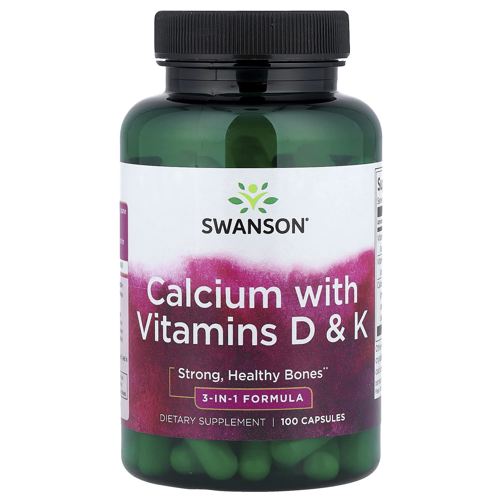 Swanson Vitamins Calcium with Vitamins D & K – 100 gélules — Tunisie