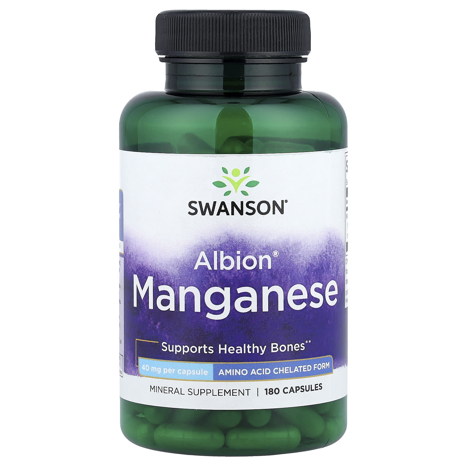 Swanson Vitamins Albion Manganese – 40 mg – 180 gélules — Tunisie