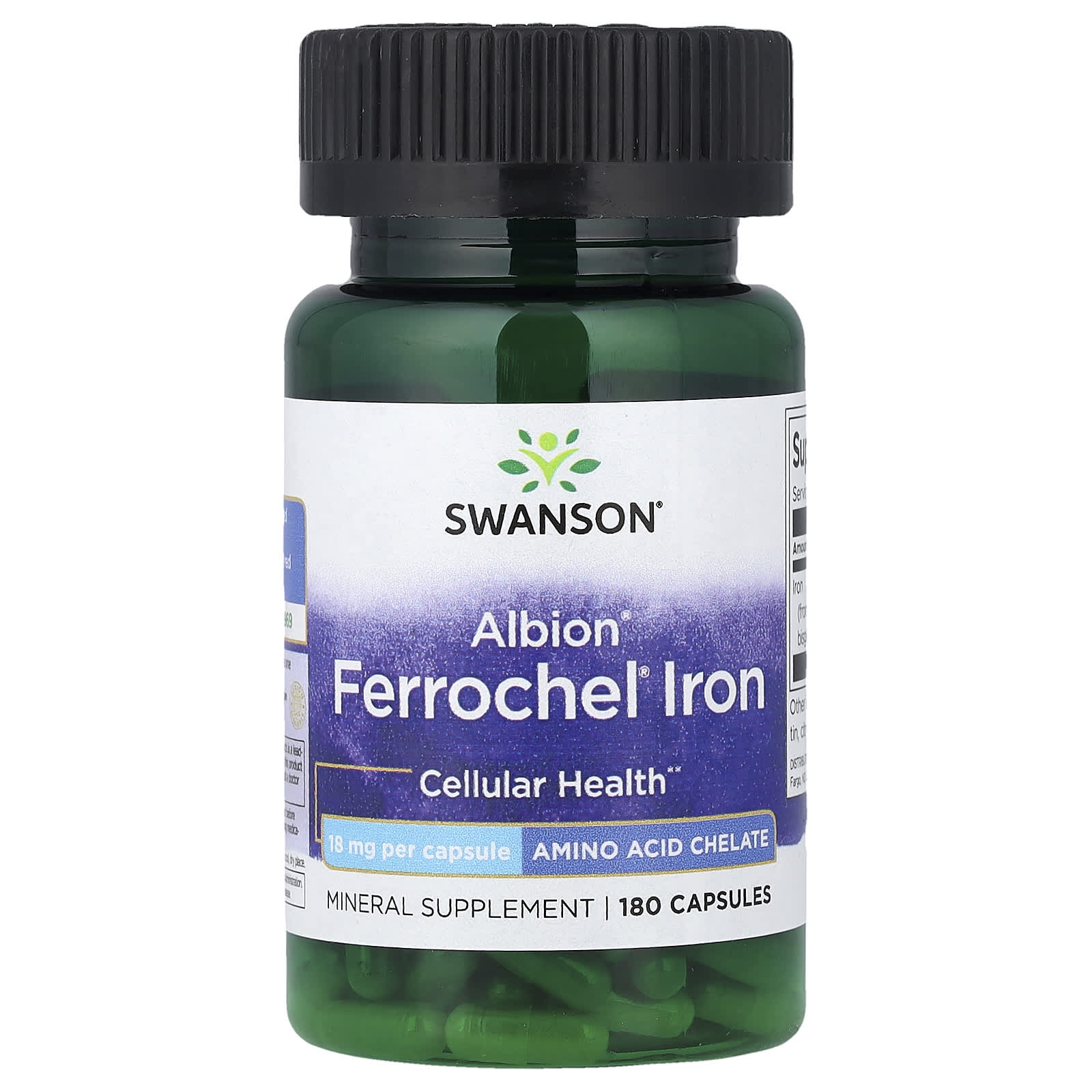 Swanson Vitamins Albion, Ferrochel Iron – 180 gélules — Tunisie